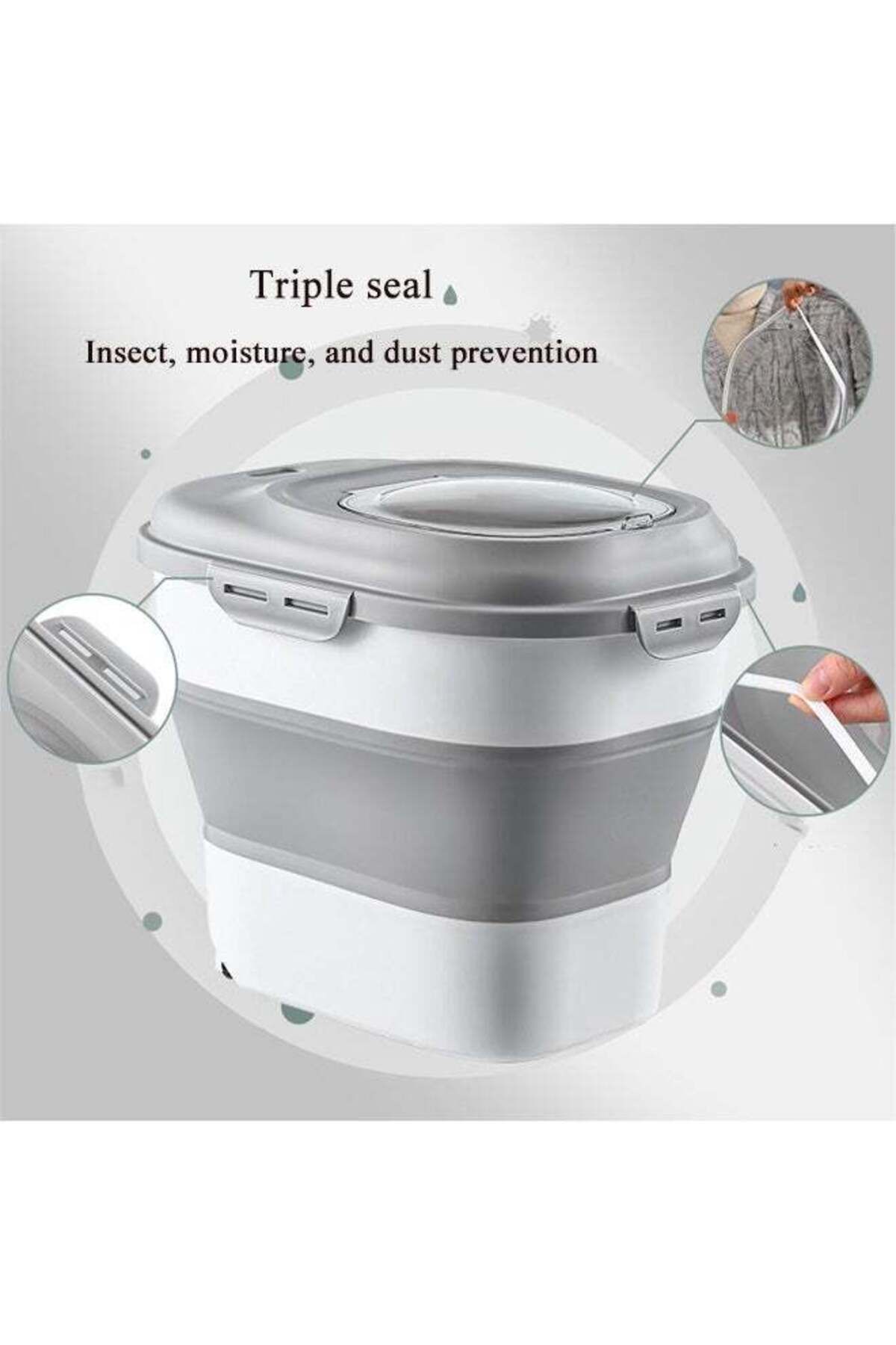 COOYA-Cereal Rice Food Storage Containers, Collapsible, Containers with Rolling Wheel Airtight Locking Lid 5