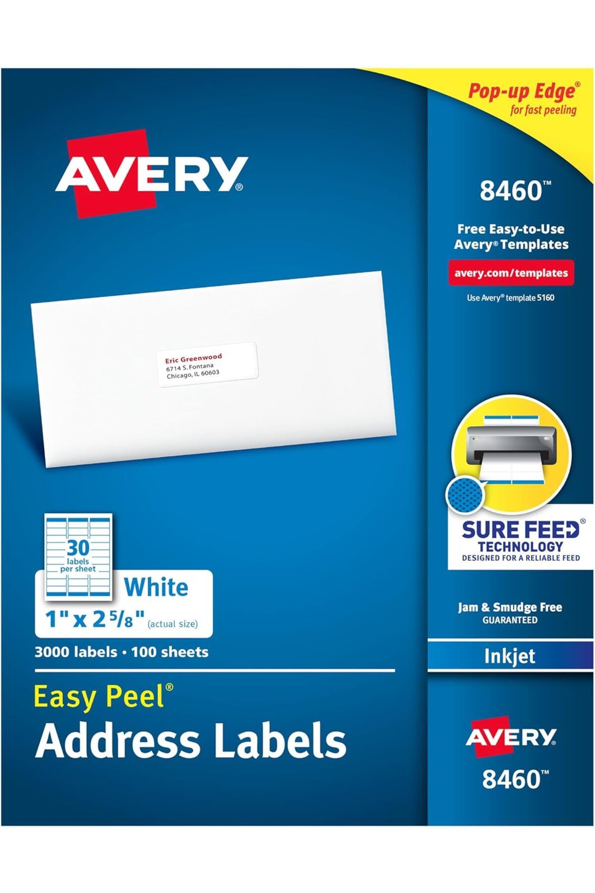STOREMAX buymxx Emin Beslemeli Kolay Soyulabilir Yazdırılabilir Adres Etiketleri, 1" x 2-5/8", Beyaz, 3.000