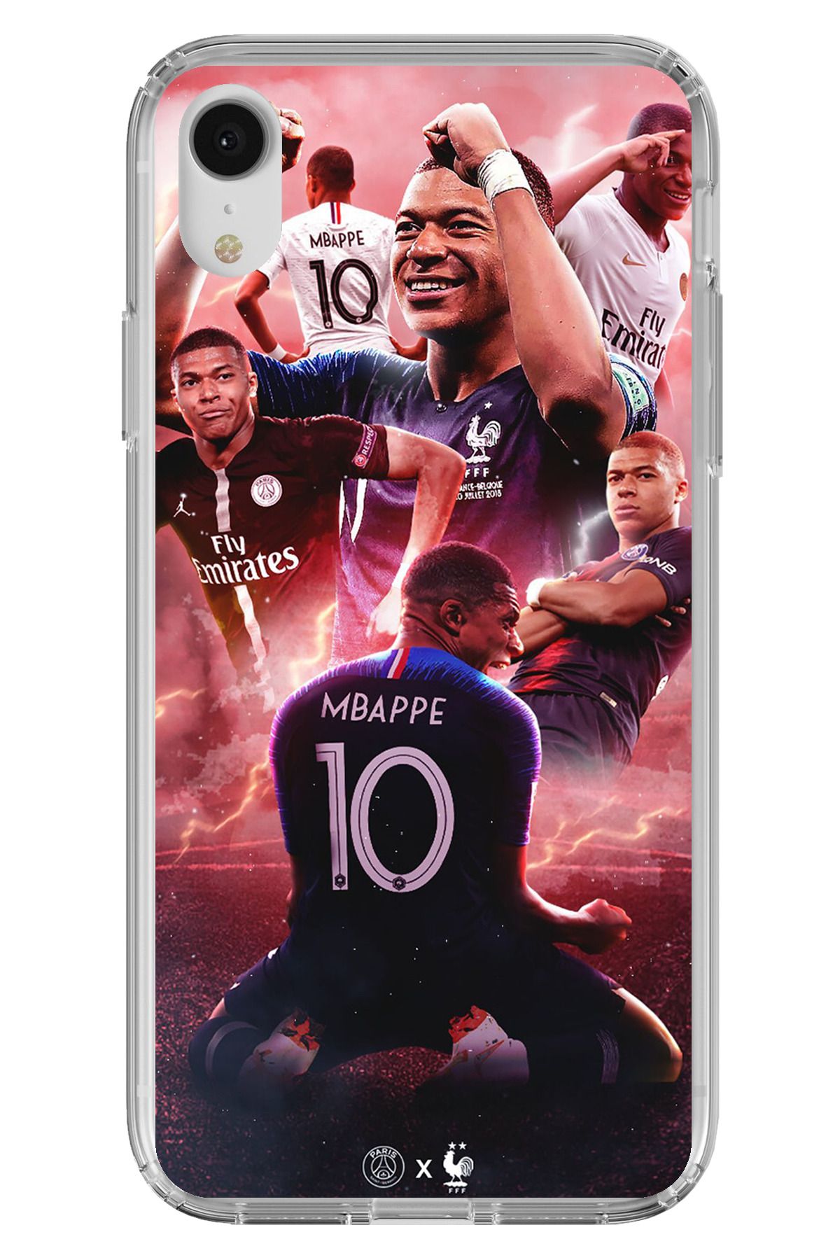 TechTree iPhone XR Uyumlu Mbappe Sevinçler Şeffaf Silikon Kılıf