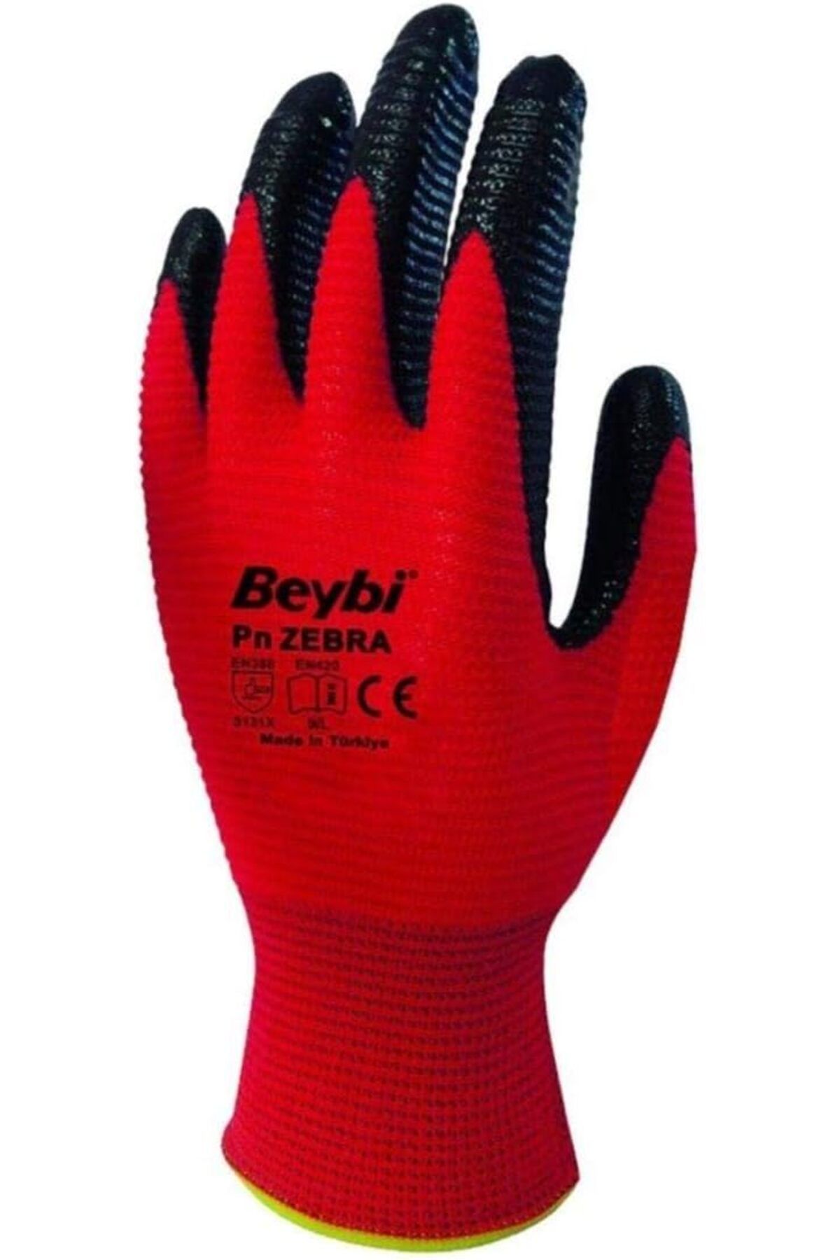 STOREMAX sellbuystore PN Zebra Polyester Örme Nitril Eldiven No 10, Çift, Kırmızı 1053513