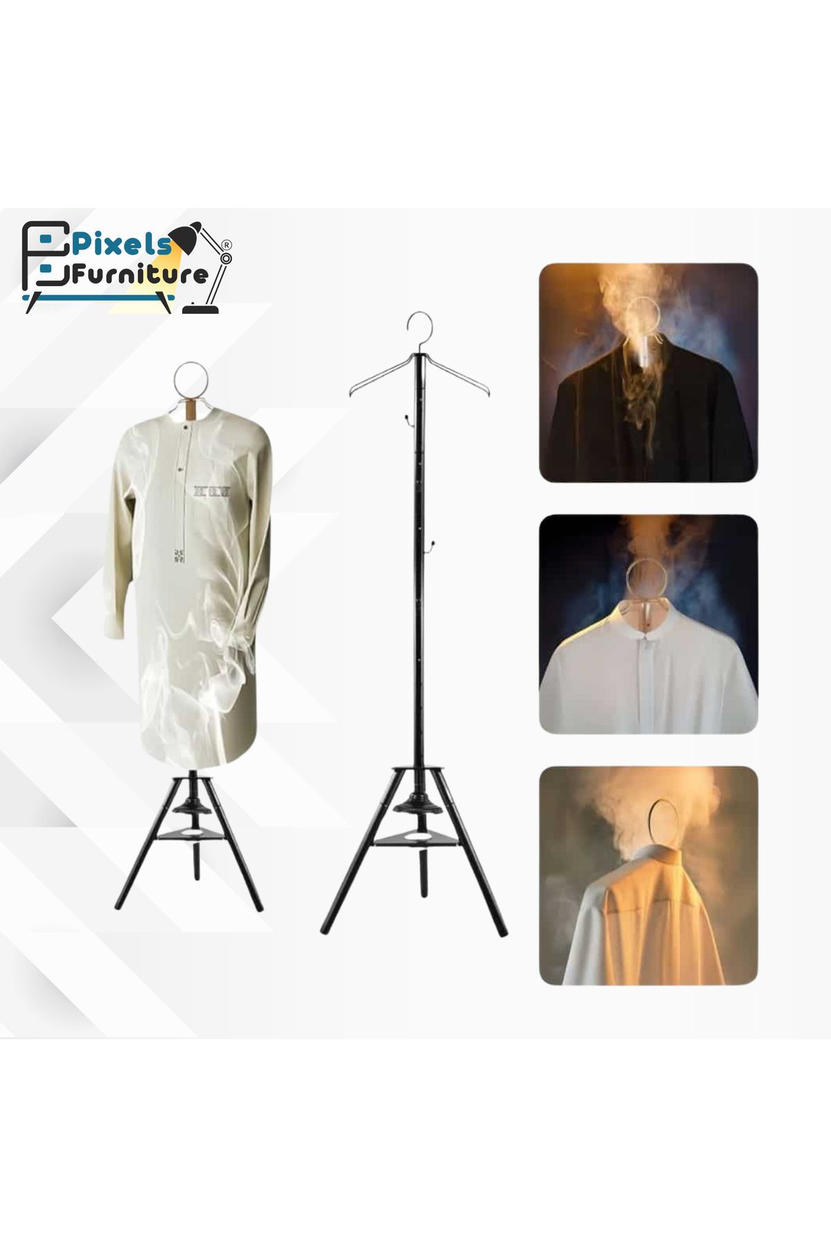 PixelsFurniture-Pixel Furniture 2-in-1 Steamer and Hanger with Clothes Steaming Holes and Multi-Purpose Hanger in Stylish Design 2