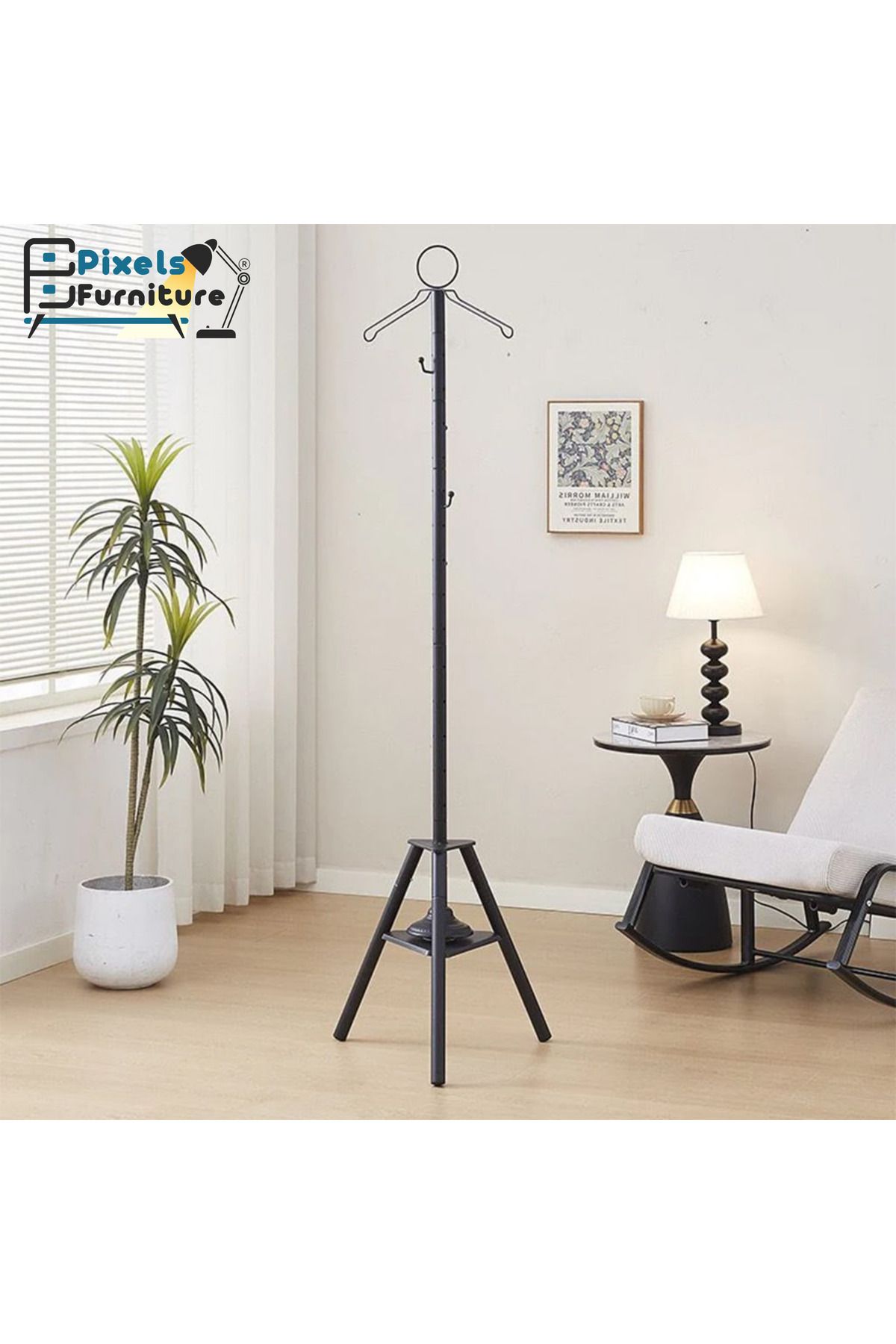 PixelsFurniture-Pixel Furniture 2-in-1 Steamer and Hanger with Clothes Steaming Holes and Multi-Purpose Hanger in Stylish Design 6