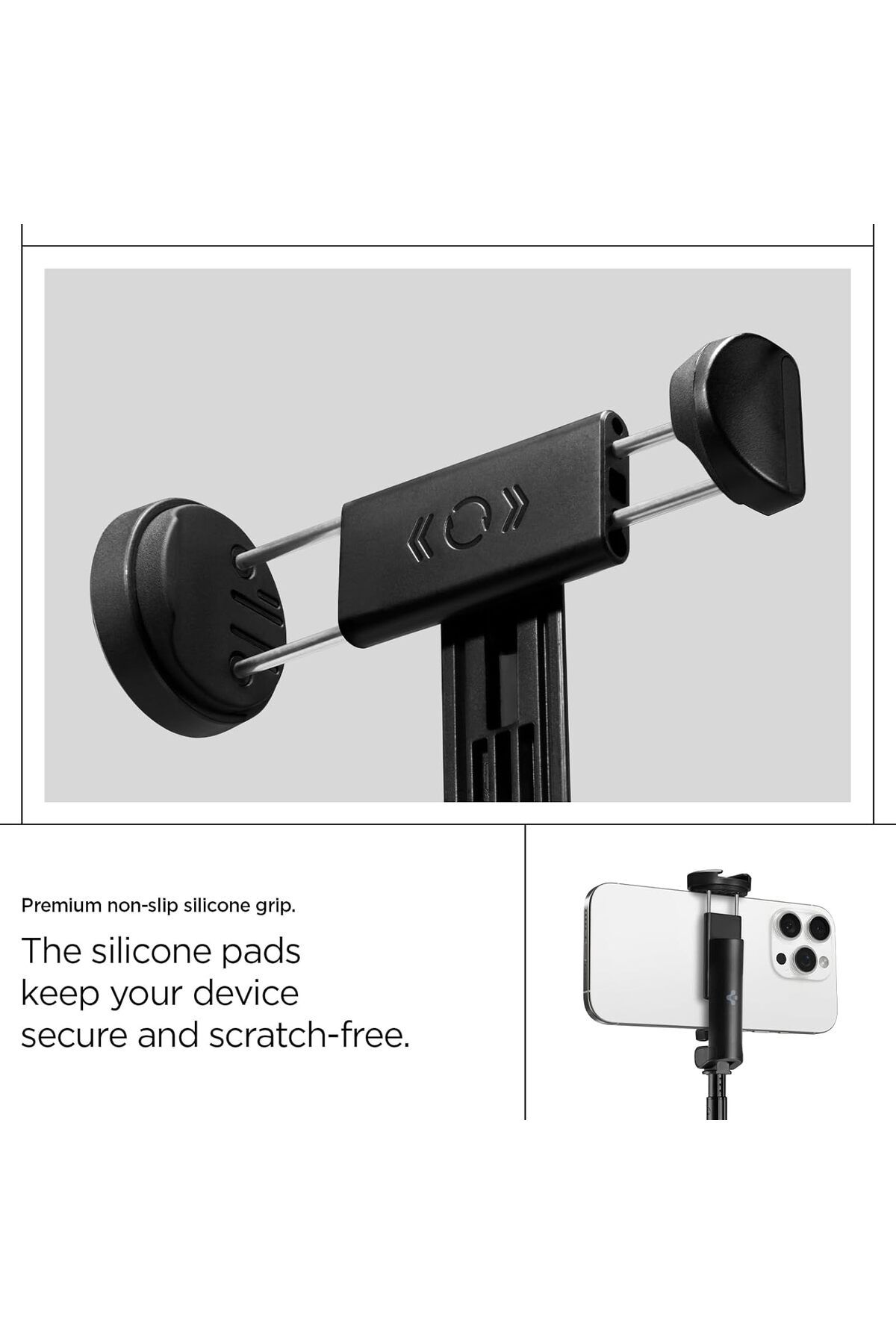 Spigen-حامل ثلاثي القوائم لعصا سيلفي أوتوماتيكية مقاس 57 بوصة مع جهاز تحكم عن بعد، قابل للدوران رأسيًا وأفقيًا - أسود 4