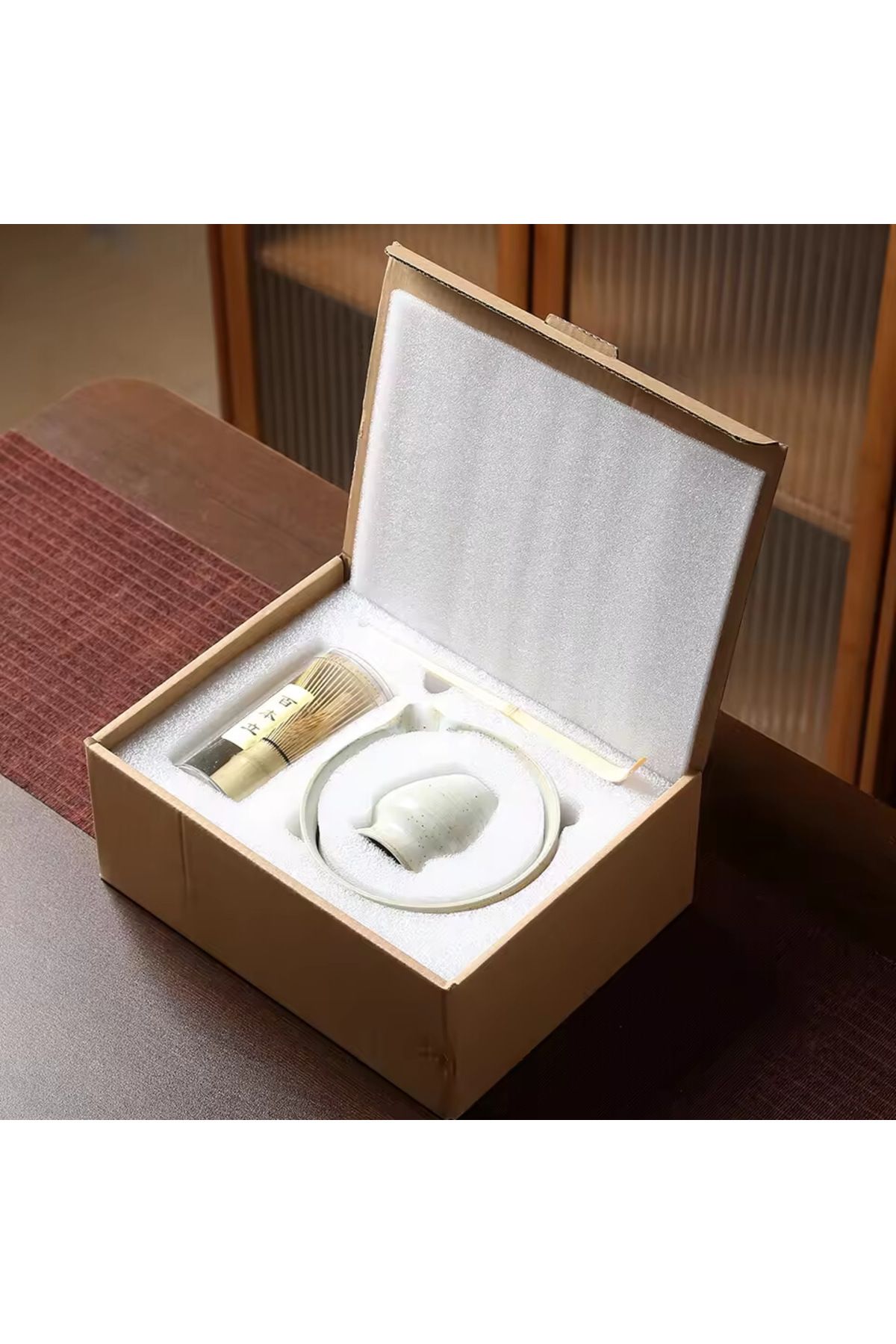 Choice-White 4pcs Japanese Matcha Tea Set Safe Bamboo Whisk Teaspoon Tea Sets Indoor Beverage Shop Tea-maki 4