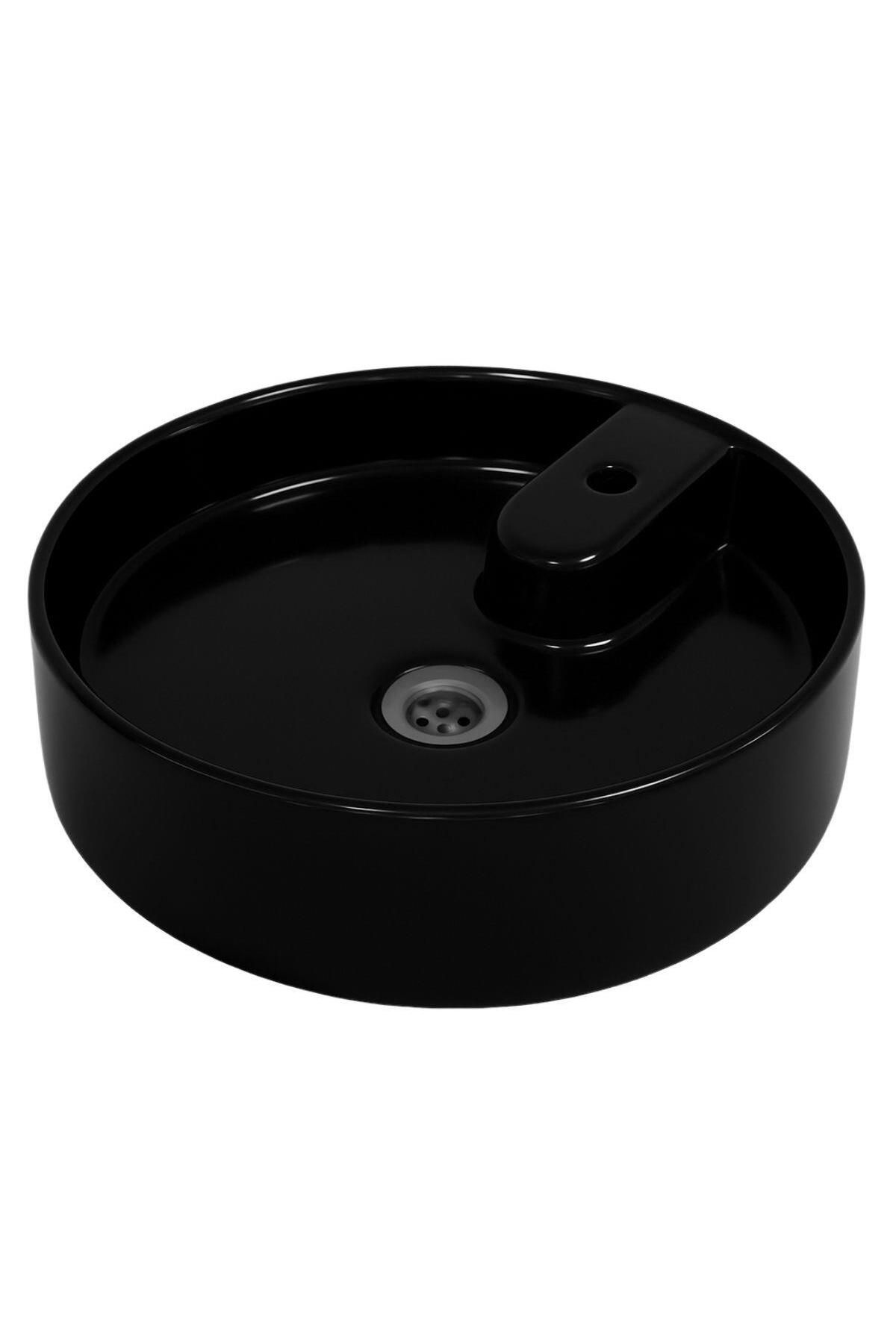 KAREN SERAMİK Motion 45 Cm Tezgah Üstü Lavabo Yuvarlak Siyah Çanak Lavabo