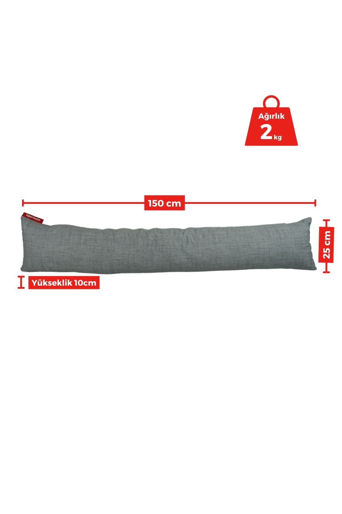 XPERMATE-150X25 cm Light Gray Hugging Pillow, Pillow for Sleeping and between Legs 2