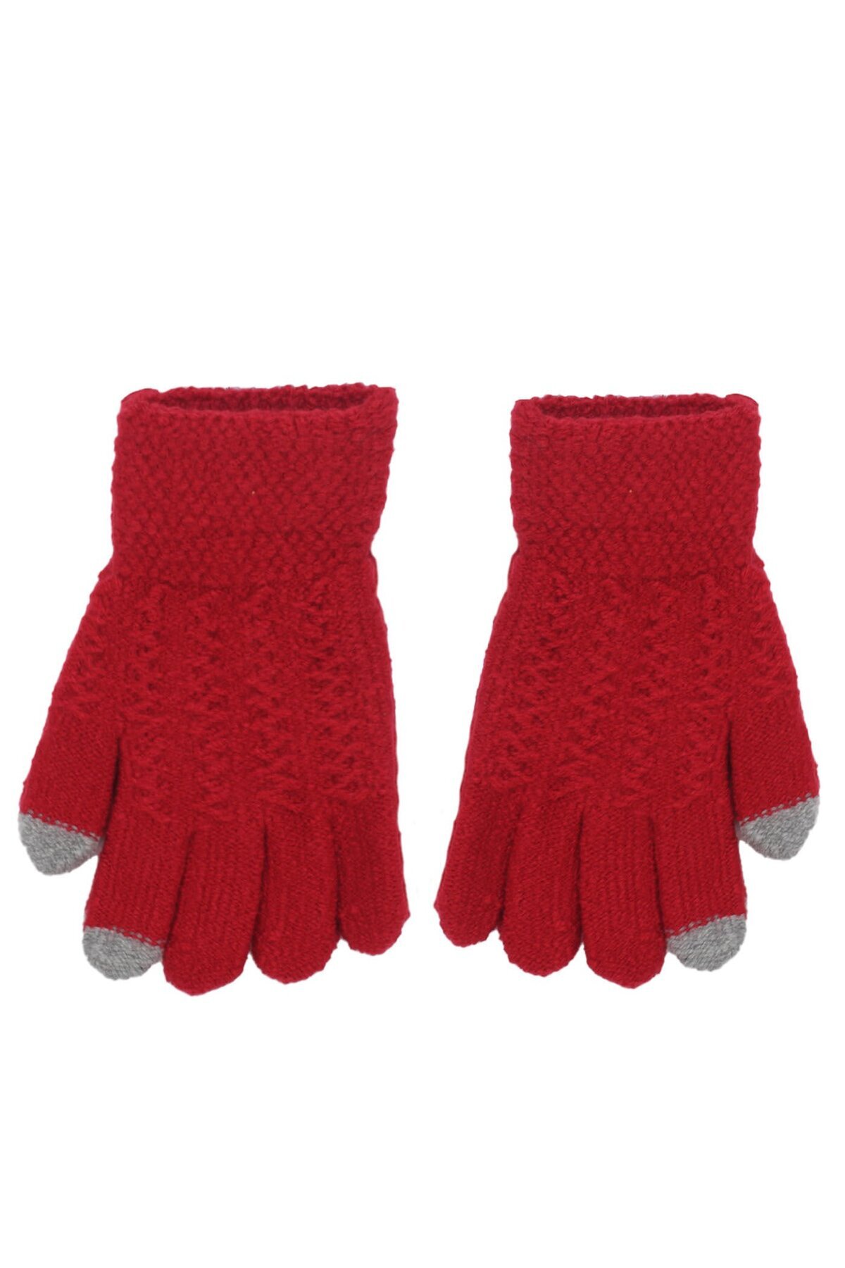 bebegen Kız Çocuk Kırmız Gri Parmaklı Triko Eldiven 4-8 Yaş fotoğrafı 3 (önizleme)