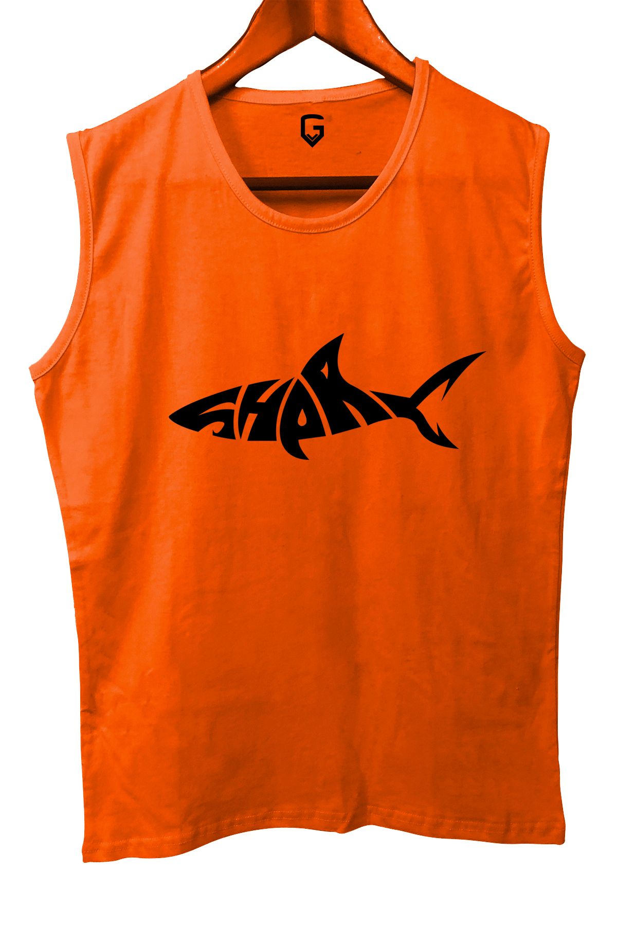 TOP GLORY Shark Baskılı Kolsuz Sporcu T-shirt Tank Top Sporcu Fitness Atlet