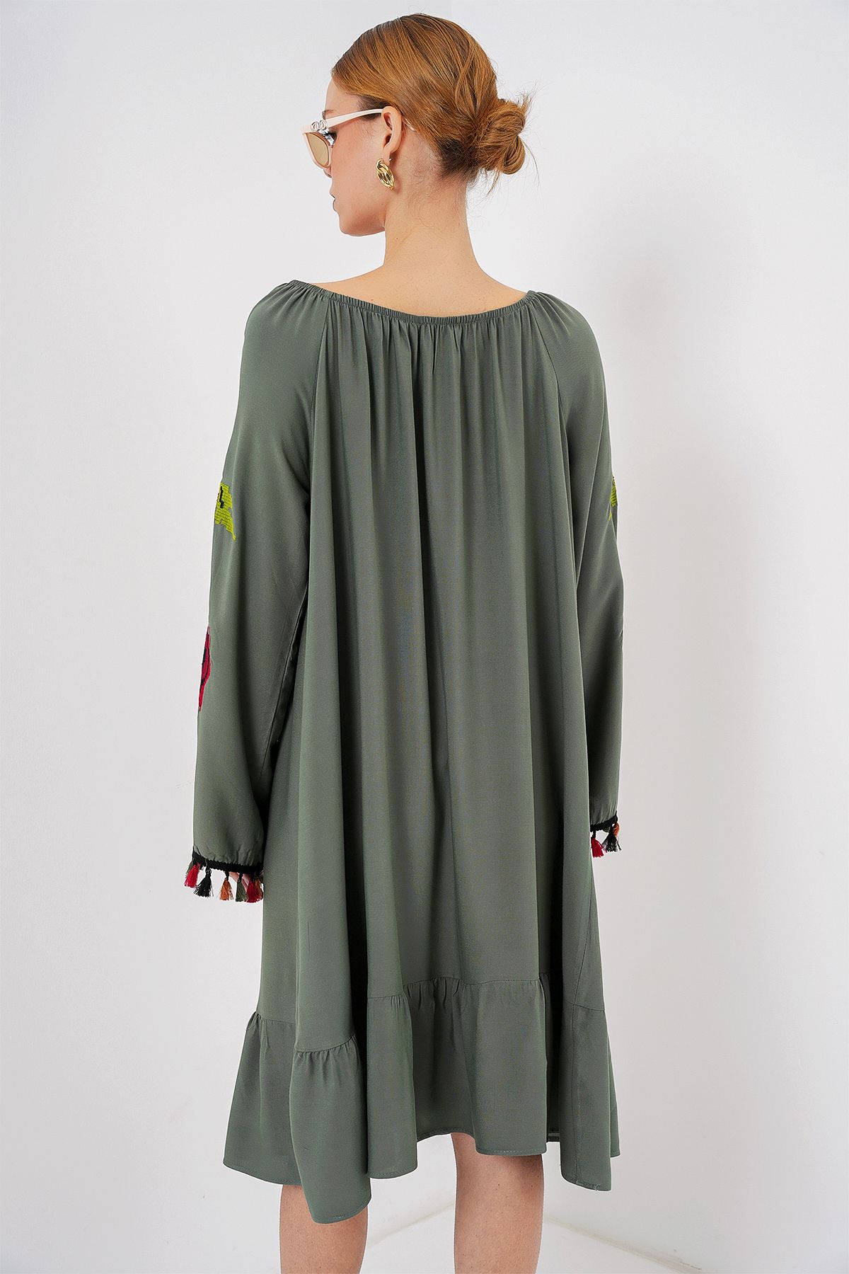 Bigdart-Hímzett Midi ruha 2531 - Khaki 6