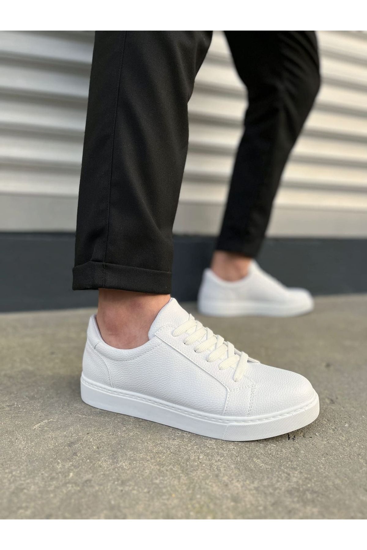 Joy Ayakkabı JY165 Elite Bağcıklı Cilt Erkek Günlük Sneaker Ayakkabı CBT - Beyaz