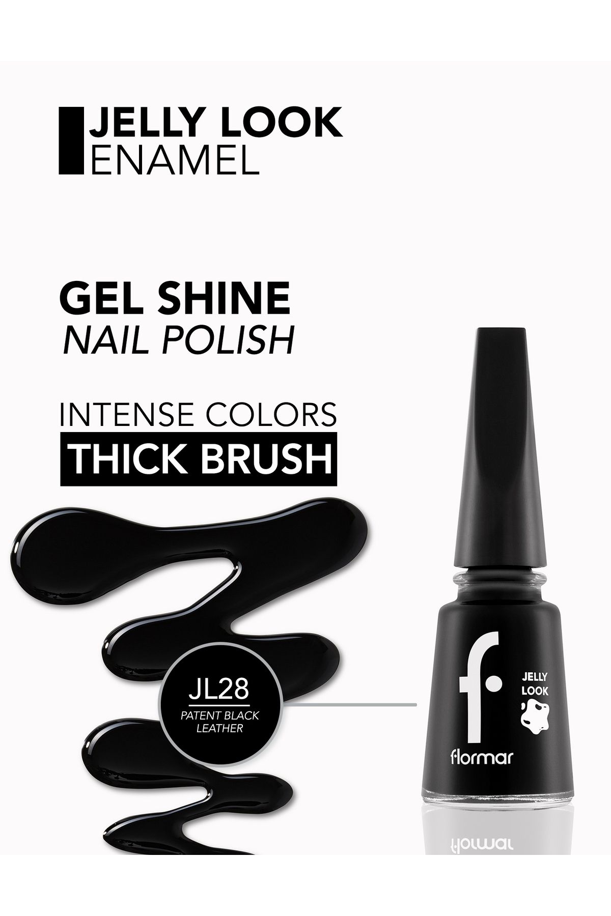 Flormar-Flormar Jelly Look Nail Enamel JL28 Patent Black Leather 4