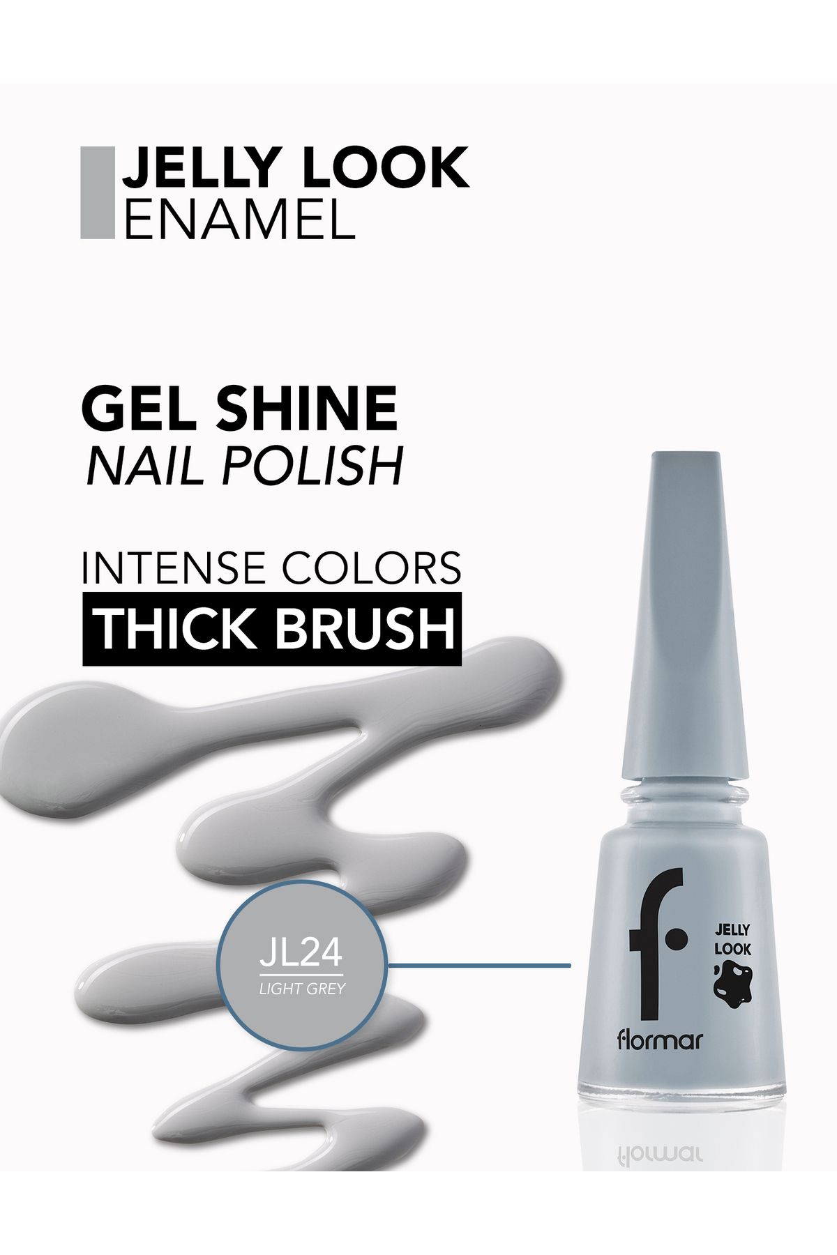Flormar-Flormar Jelly Look Nail Enamel JL24 Light Grey 4