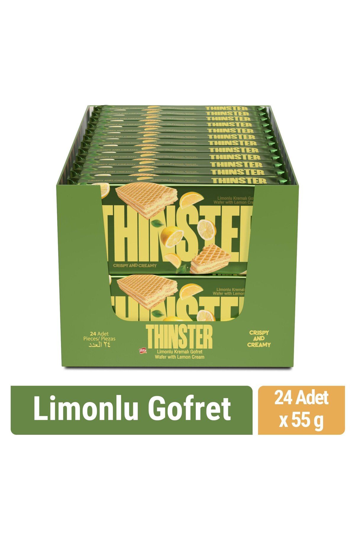 Thinster Limonlu Kremalı Gofret 55 gr X 24 Adet