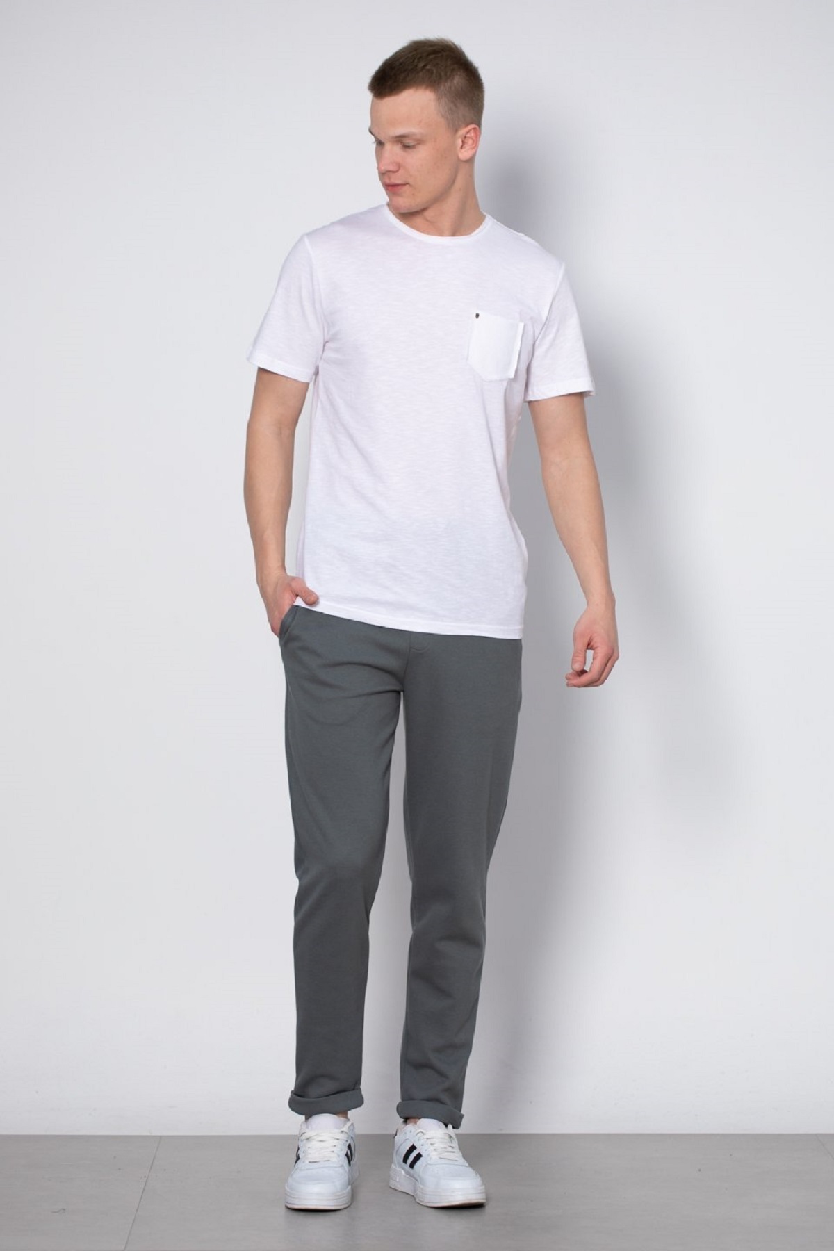 OIL PARK-Men's Crew Neck 100% Cotton T-Shirt with Chest Pocket 2
