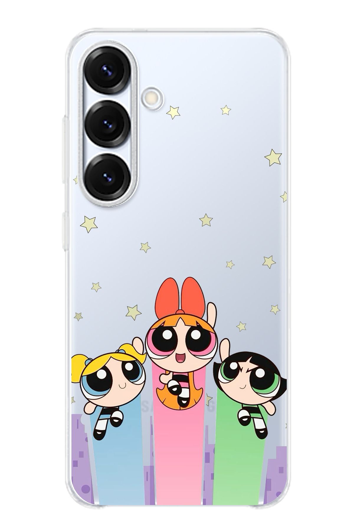 TechTree Samsung Galaxy S25 PLUS Uyumlu Powerpuff Girls Tasarımlı Şeffaf Silikon Kılıf