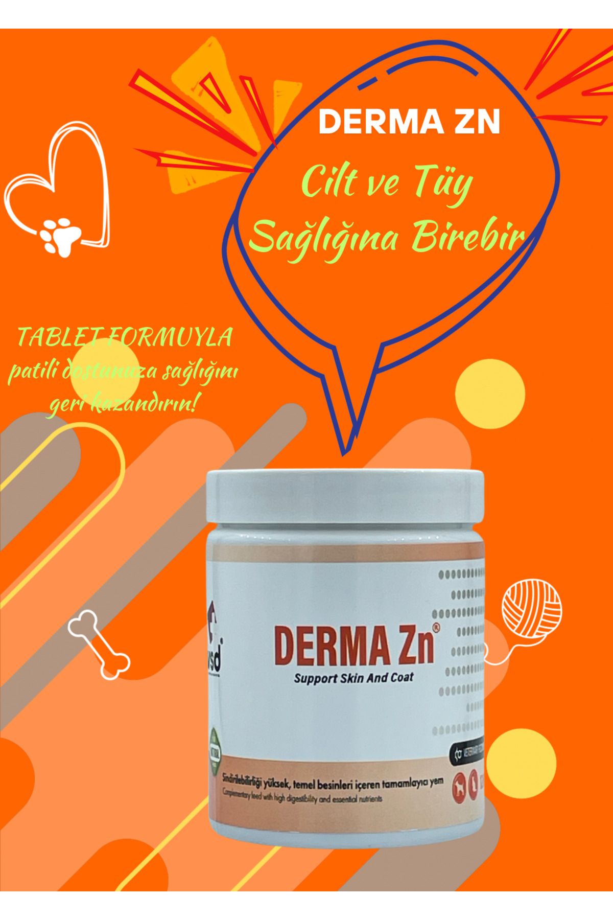 vsd DERMA ZN 30ml Malt Kediler için Tüy Dökülme Engelleyici