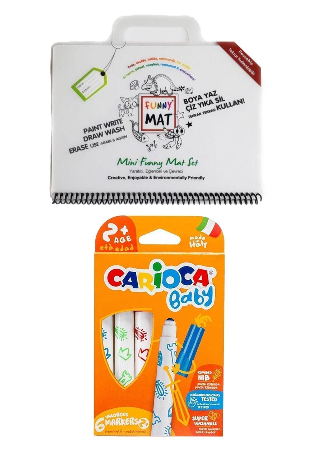 Drawline Akademi Çocuk Funny Mat Mini Ve Carioca Süper Jumbo Baby 6'lı Keçeli Kalem (boya Ve K...