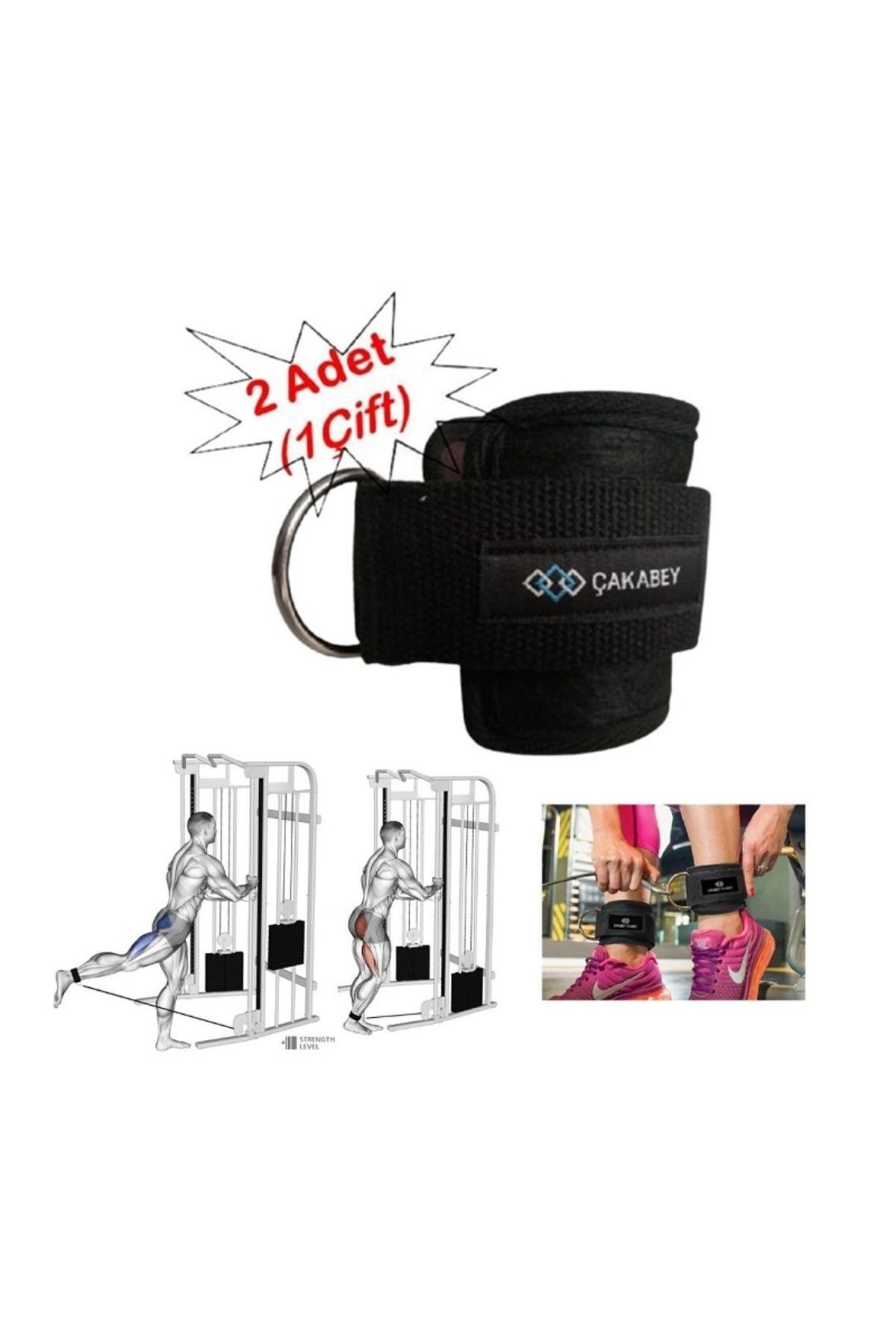 DAY''S DOCTOR D Ring Fitness Ayak Bileği Ağırlık Çalışma Kemeri Cable Kickback Ayak Bilek Aparatı SİYAH