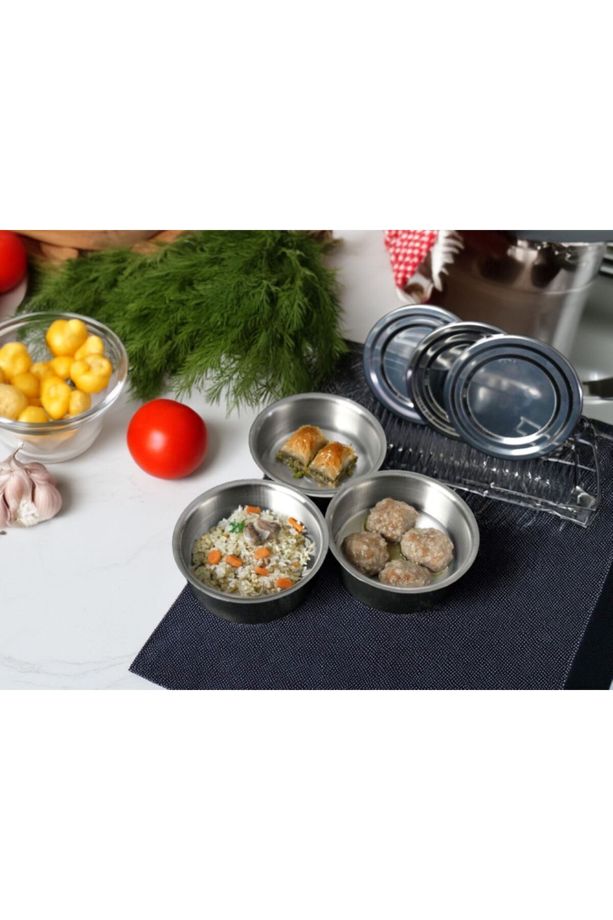 Mhm Collections Sefer Tası 3 Lü Paslanmaz Çelik Tek Kişilik 12x6 Cm
