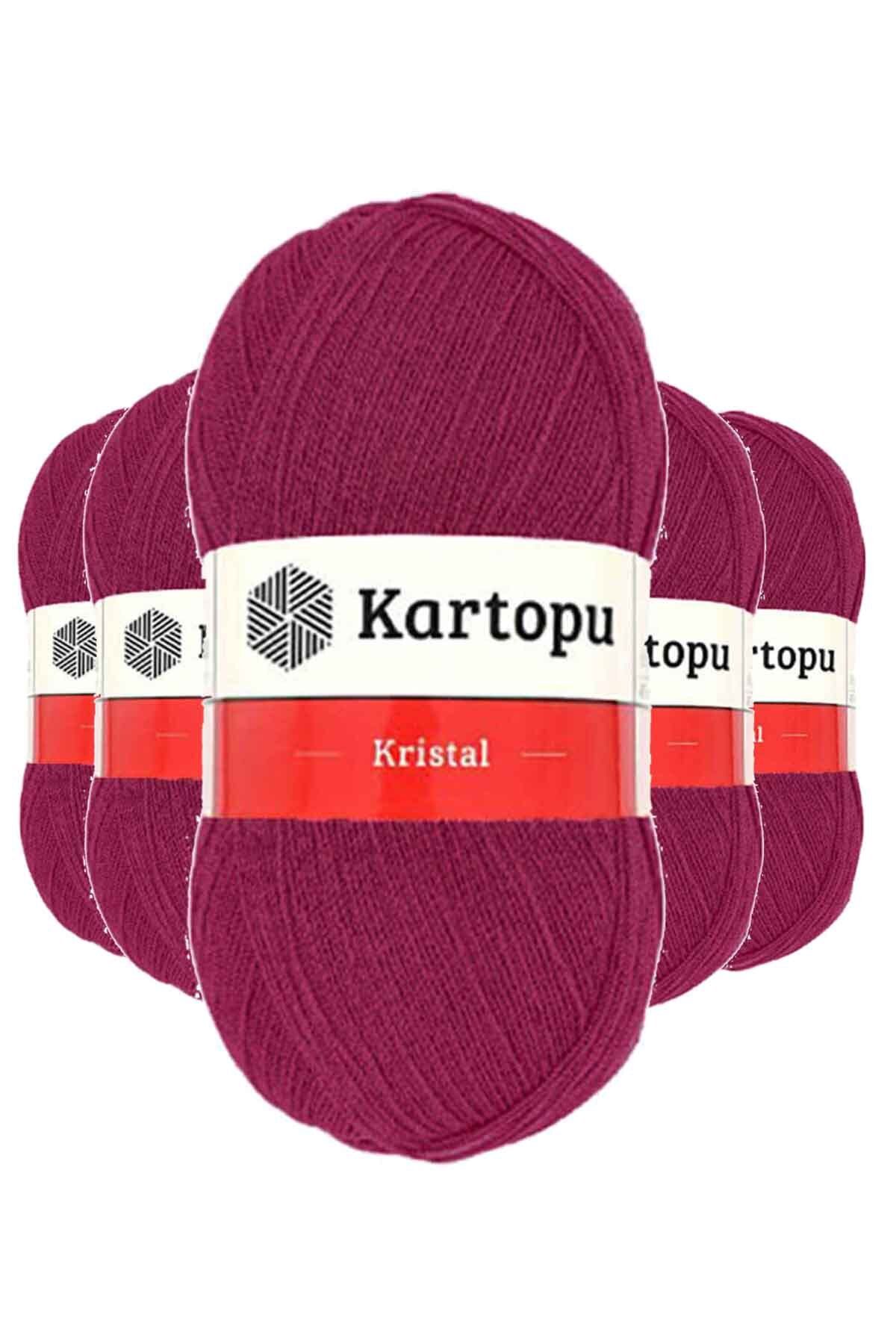 Kartopu 5 Adet Kristal Çift Katlı El Örgü Lif İpi Vişne K1794