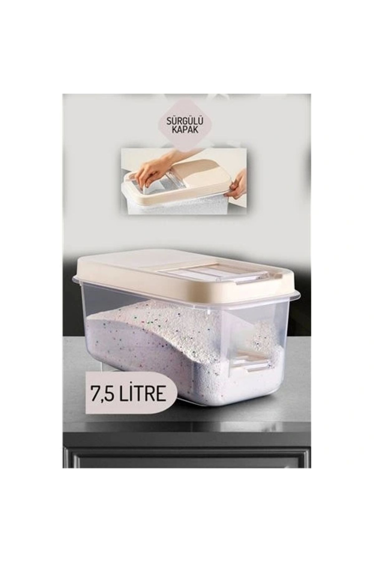 STOREMAX Reagan Tablet ve Deterjan Saklama Kutusu 7.5 lt KREM