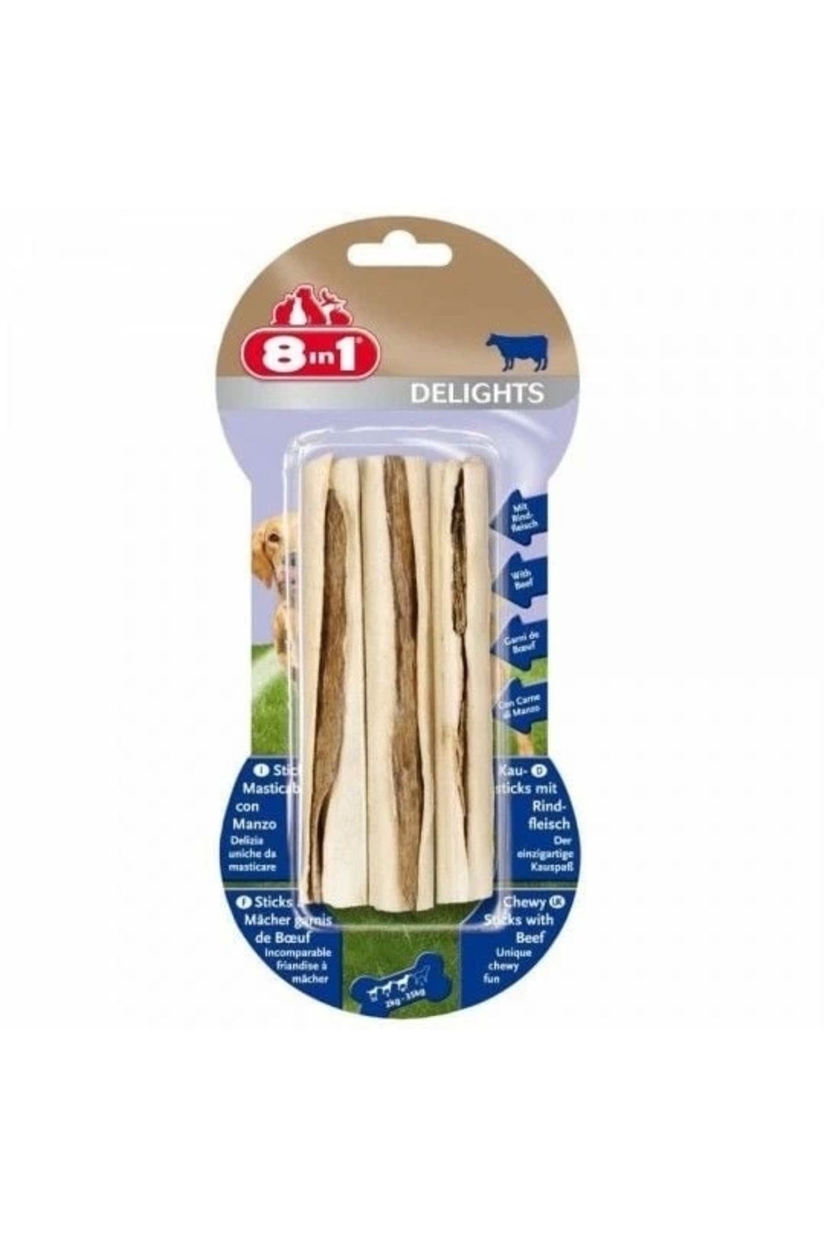 YNT İthalat 8 In 1 Delights Sticks Biftekli Köpek Kemik Ödülü 3x75 Gr