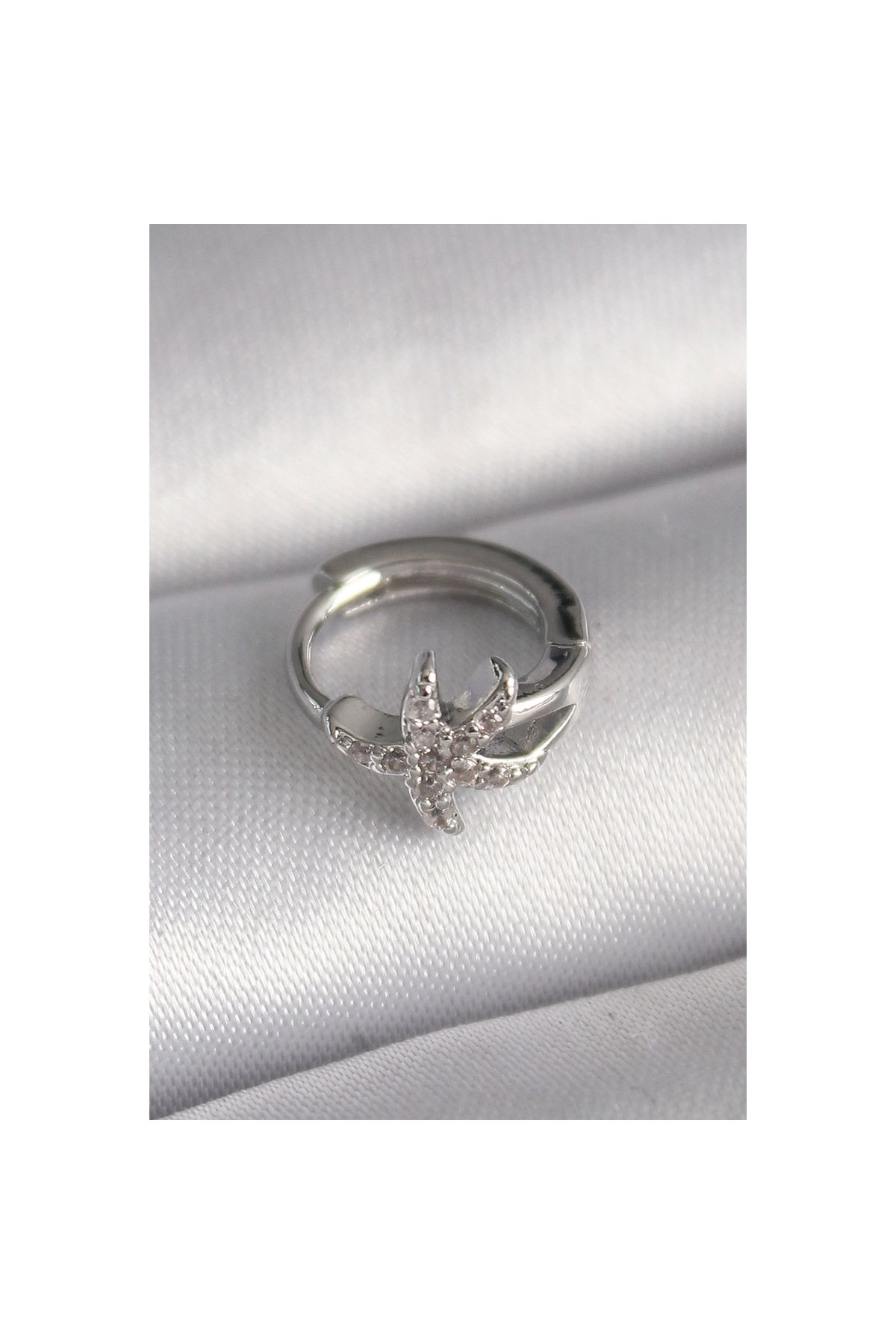 Marsilyan 316L Çelik Gümüş Renk Zirkon Taşlı Deniz Yıldızı Model Tragus Piercing - TJ-PR1319