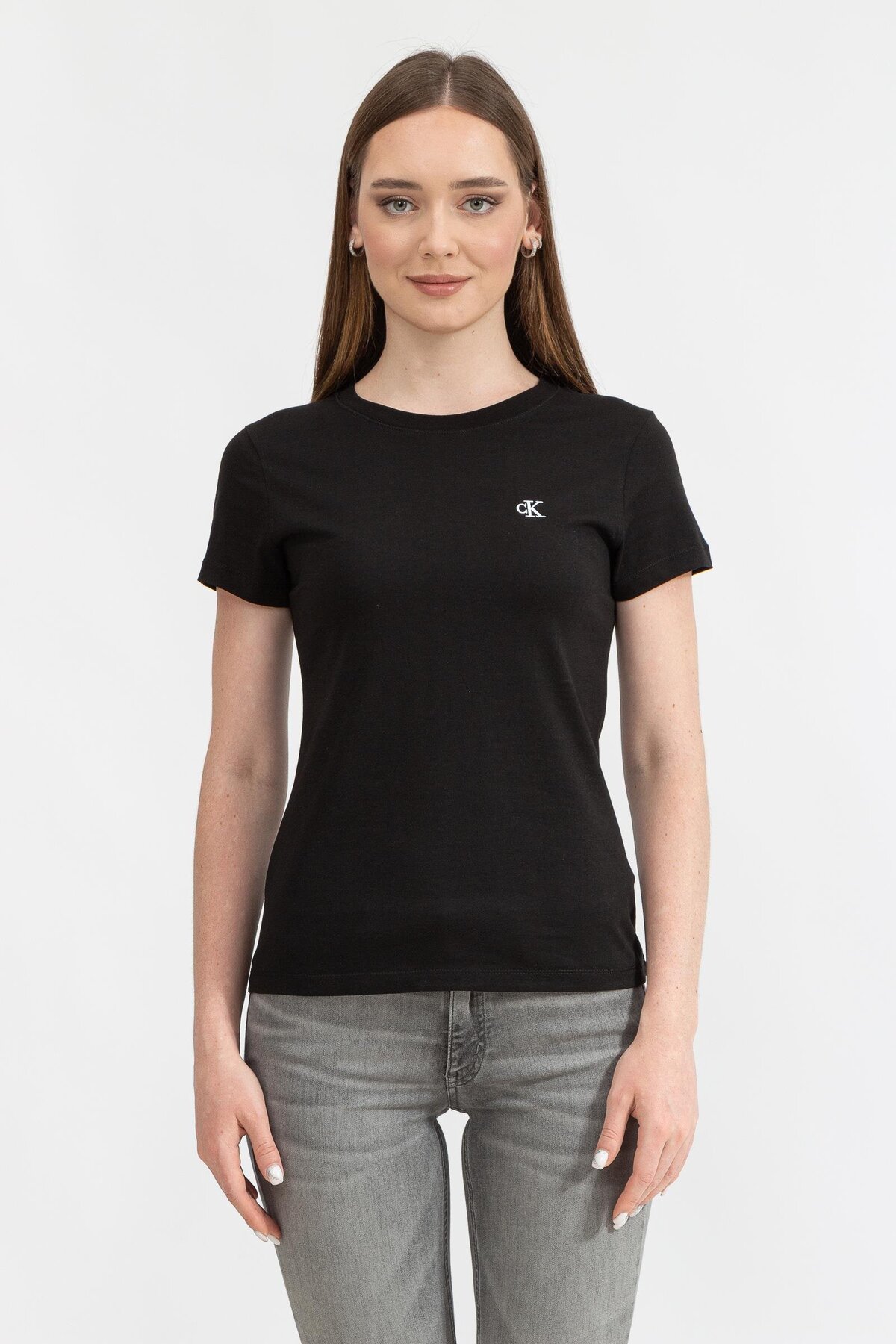 Calvin Klein Slim Fit Kadın T-Shirt Siyah görsel 2