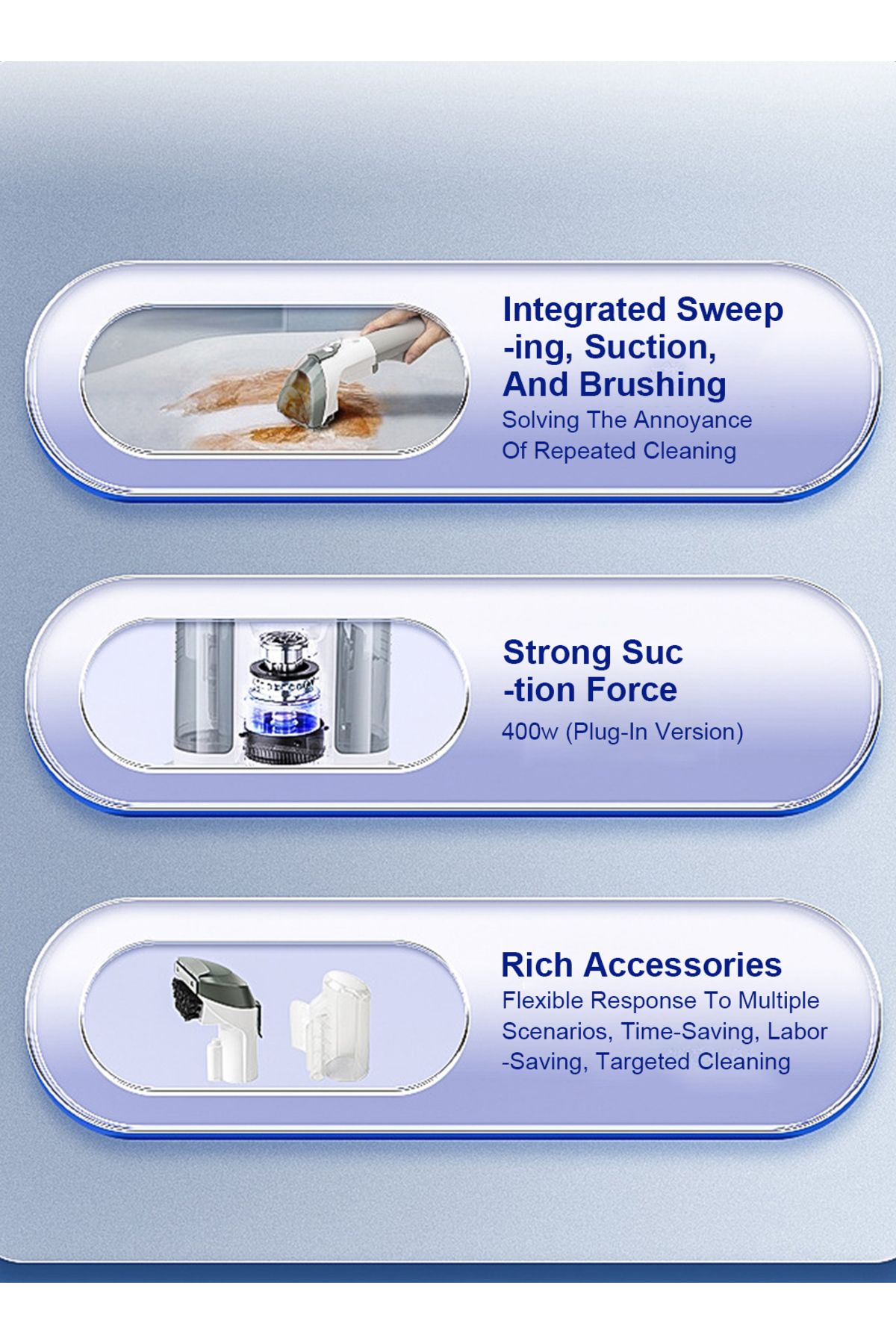 ET-LIFE-Carpet Cleaner, Wired Dry & Wet Cleaner with 6 Brushes, for Carpet/Car Seat/Sofa, 450W, K15 White 6