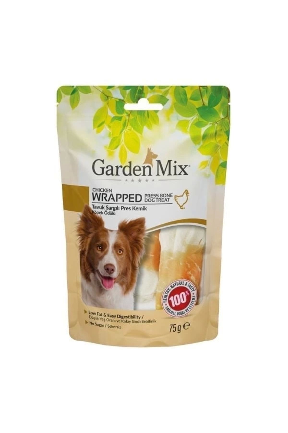 YNT İthalat Garden Mix Sargılı Pres Kemik Düşük Yağlı Şekersiz Köpek Ödül Maması 75 Gr