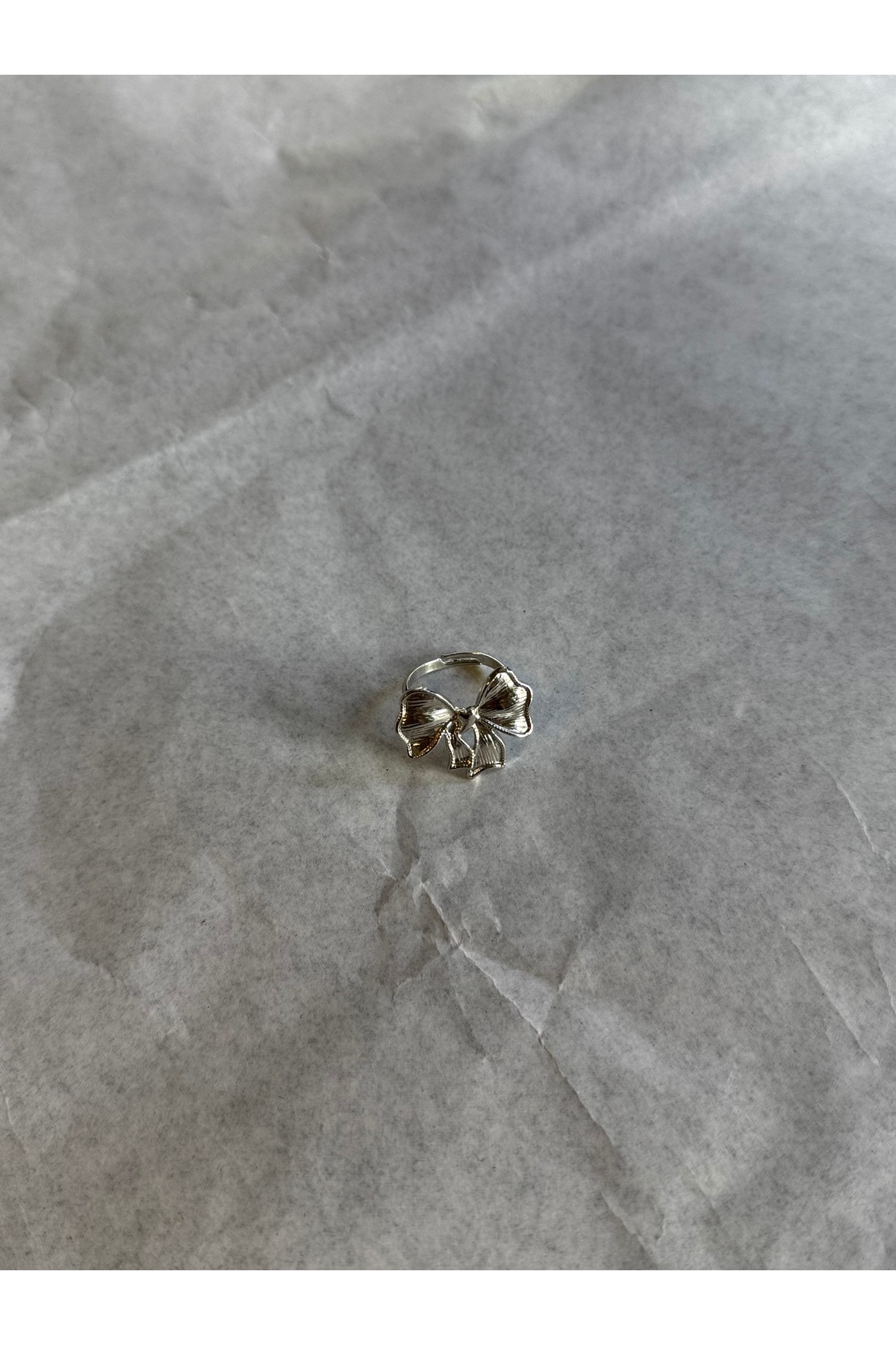 shop-Silver Bow Figured Ring (Adjustable Size) 4