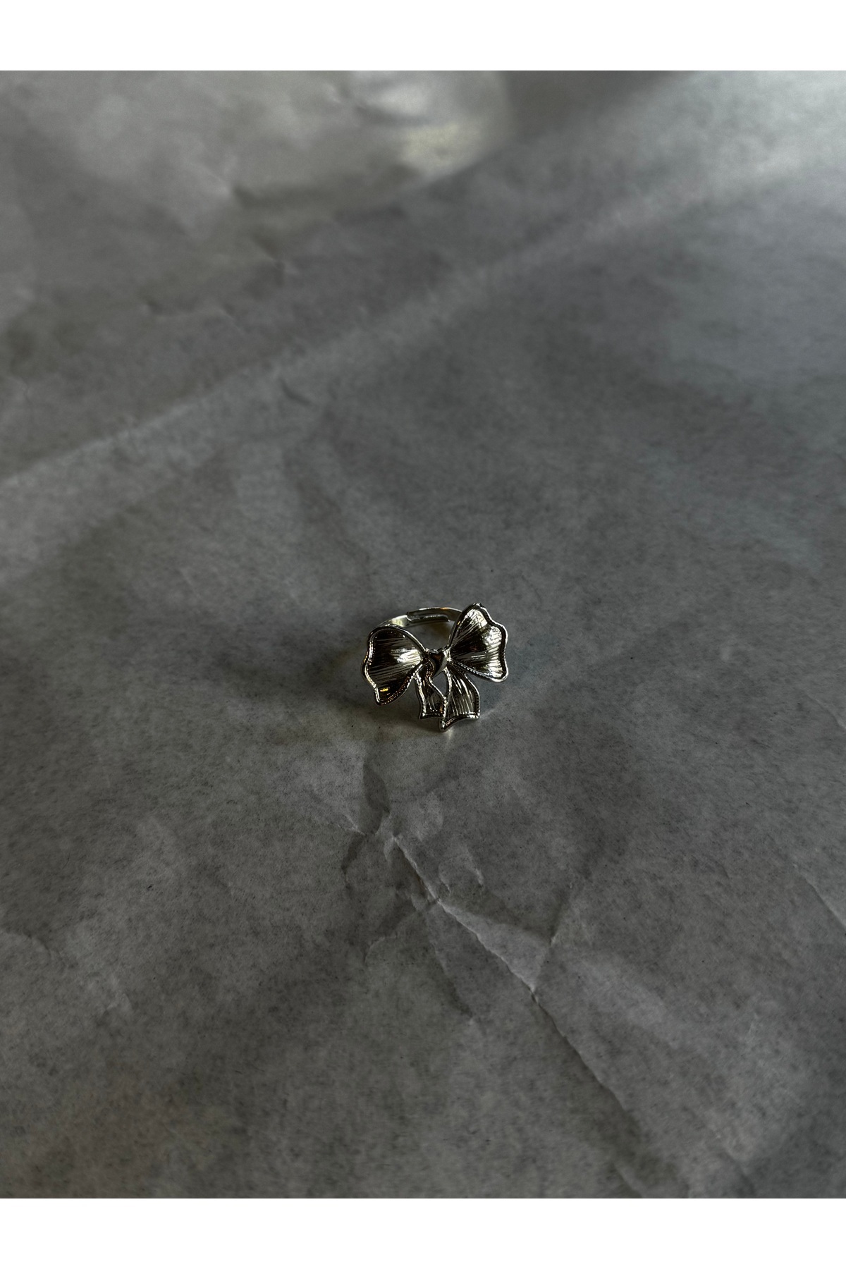 shop-Silver Bow Figured Ring (Adjustable Size) 6