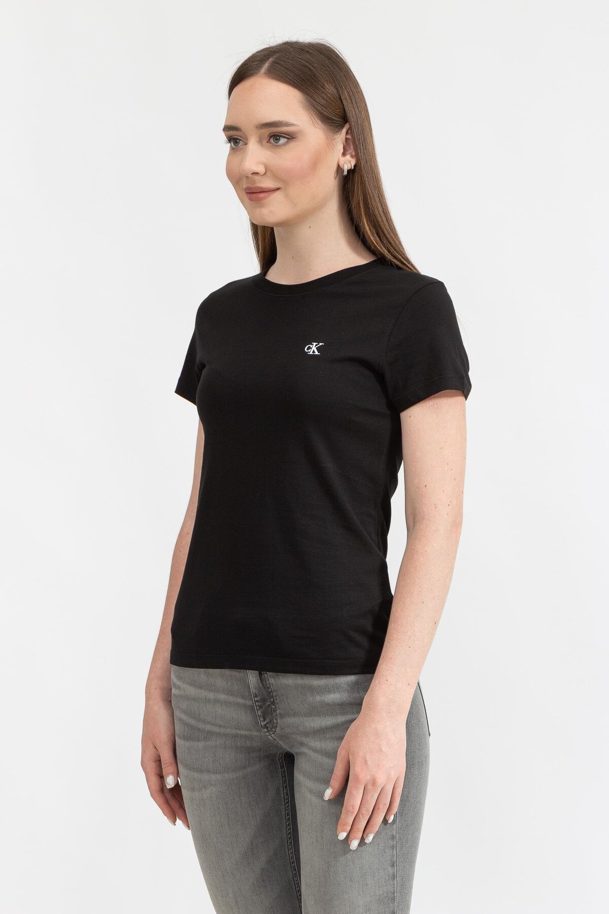 Calvin Klein Slim Fit Kadın T-Shirt Siyah görsel 3