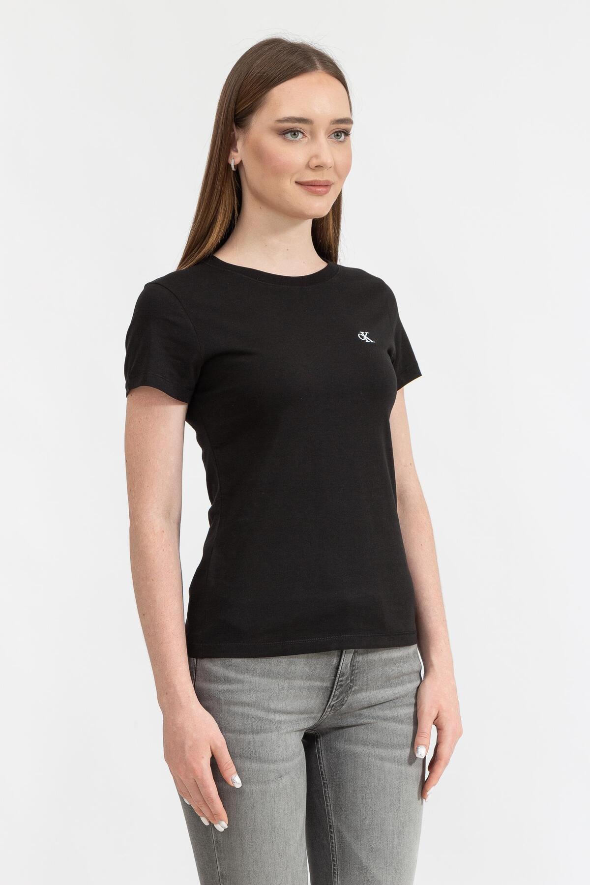 Calvin Klein Slim Fit Kadın T-Shirt Siyah görsel 5