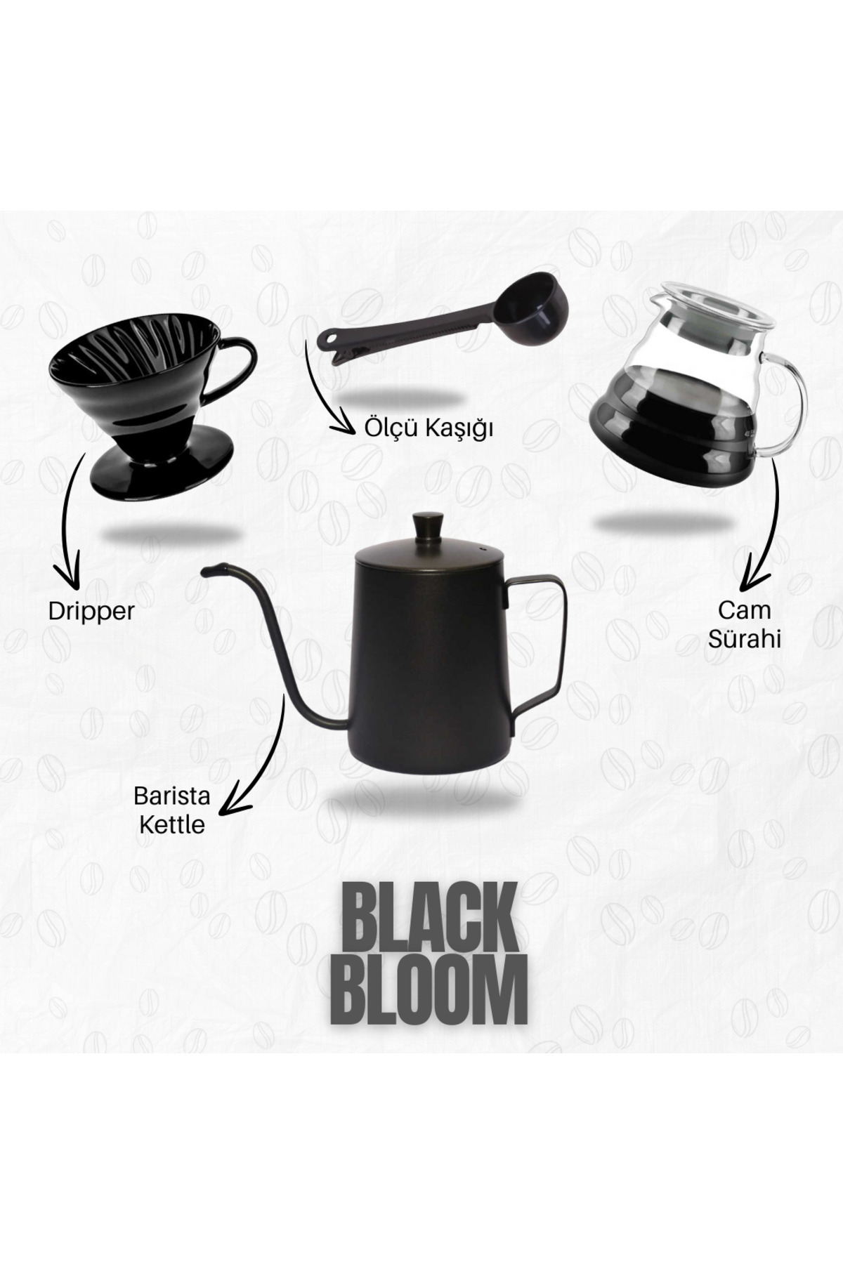 SODELICIOUS COFFEE TEA Black Bloom Hediyelik Ev Barista Seti