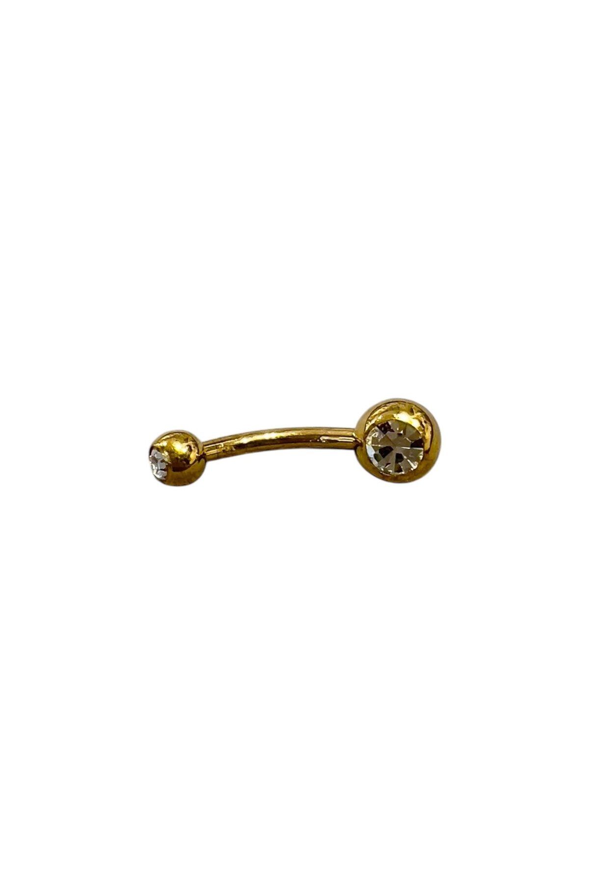 Defne Silver Titanyum Top Taşlı Göbek Piercing