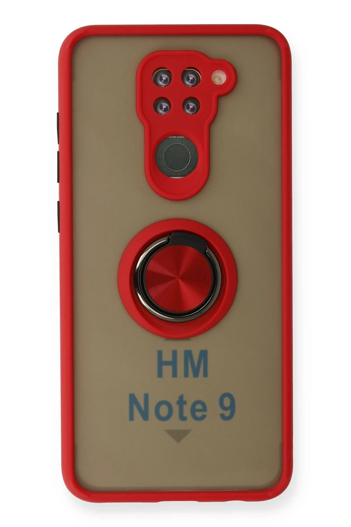 NewFace Xiaomi Redmi Note 9 Kılıf Montreal Yüzüklü Silikon Kapak - Kırmızı INSLM