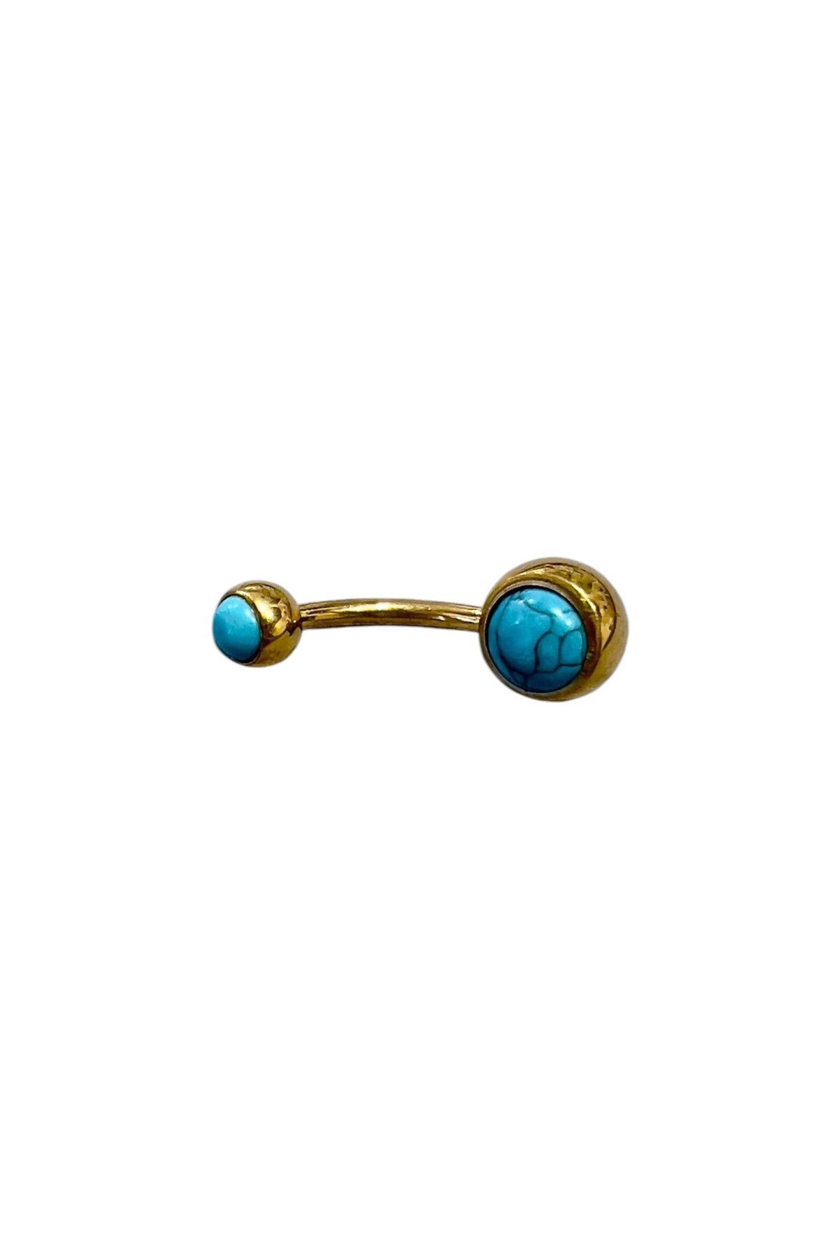 Defne Silver Titanyum Top Taşlı Göbek Piercing