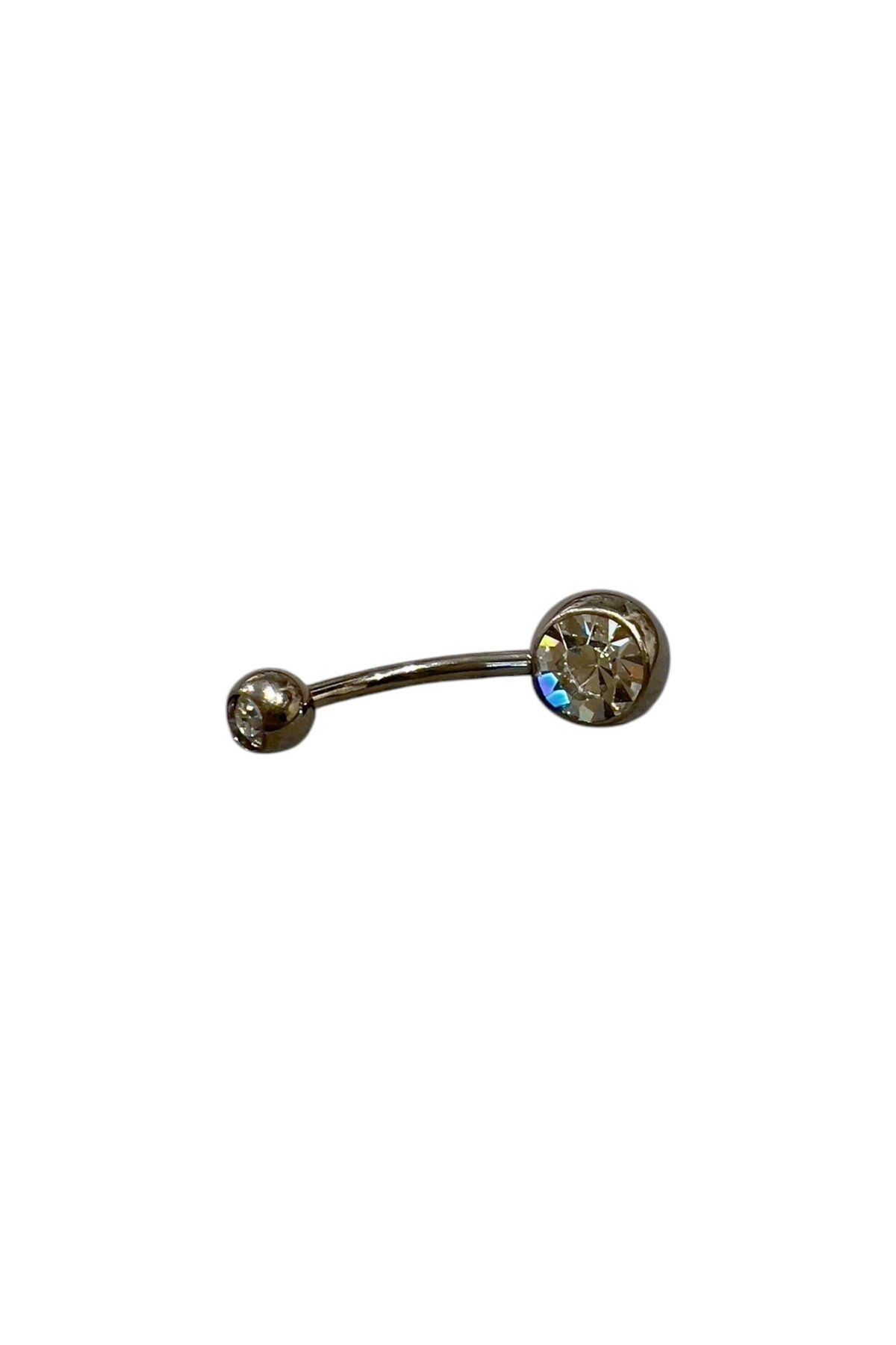 Defne Silver Titanyum Taşlı Göbek Piercing