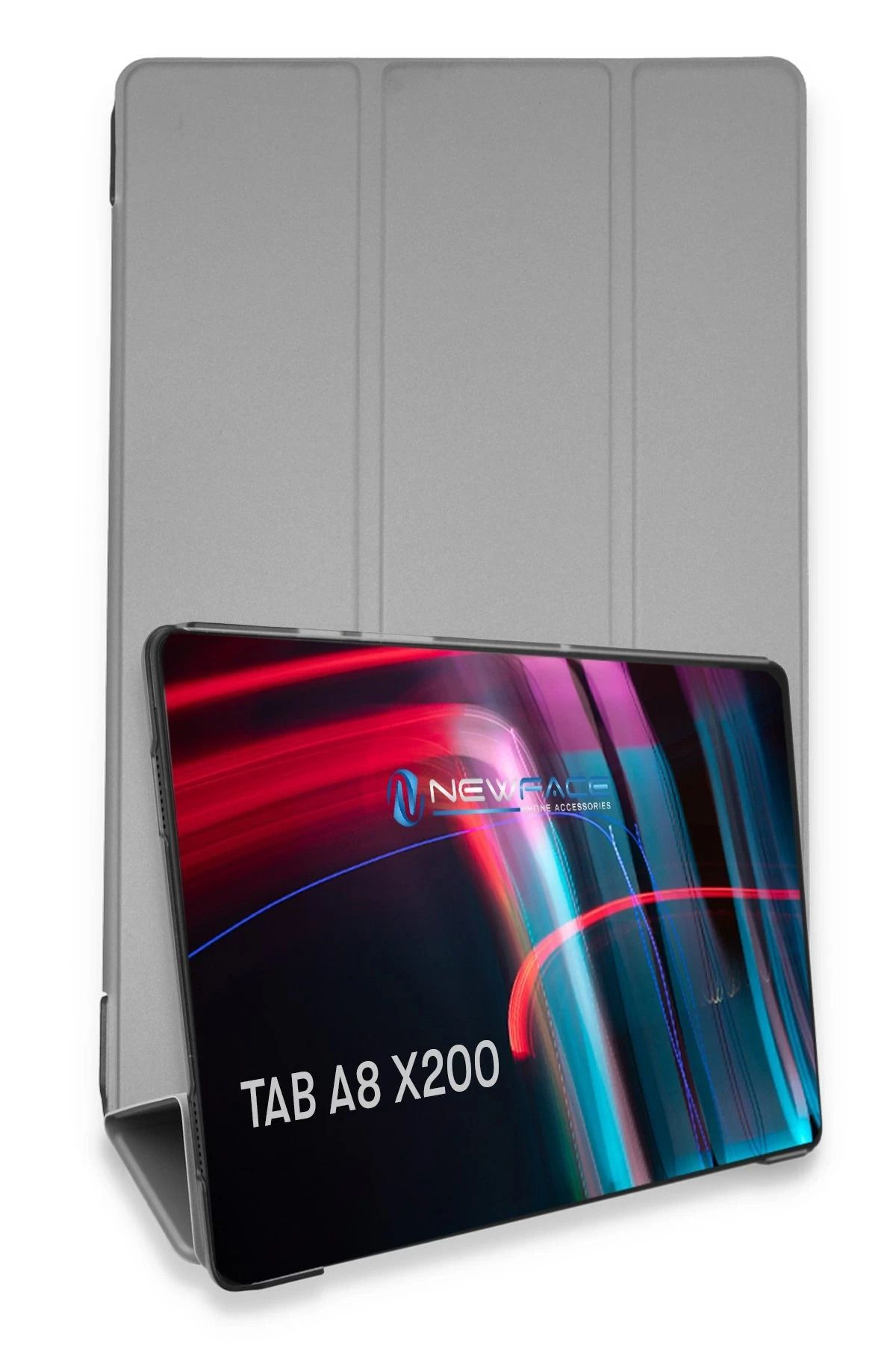 NewFace Samsung Galaxy X200 Tab A8 10.5 Kılıf Tablet Smart Kılıf - Gri YNSMR