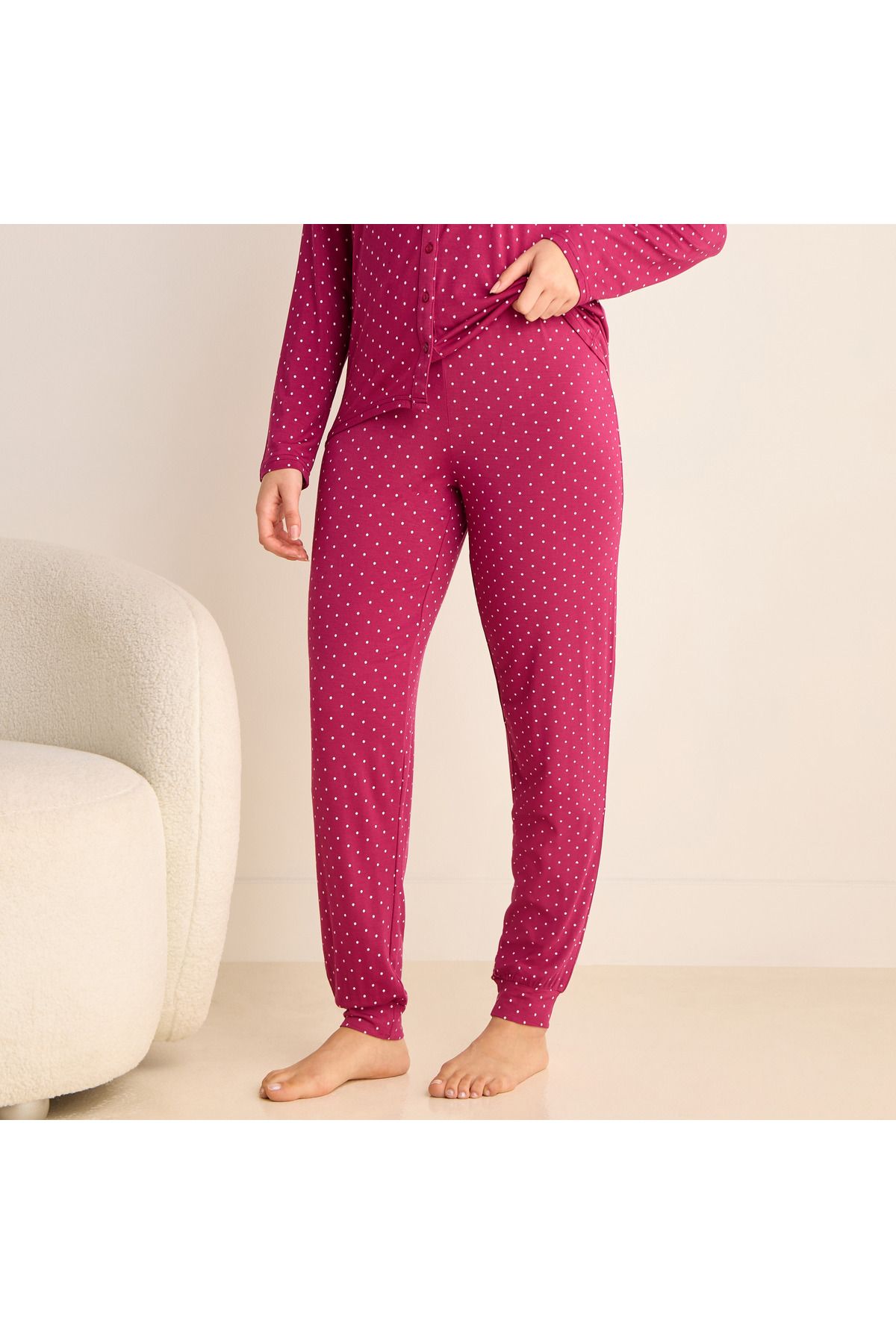 FAV-Polka Dot Print Shirt and Pyjama Set 3