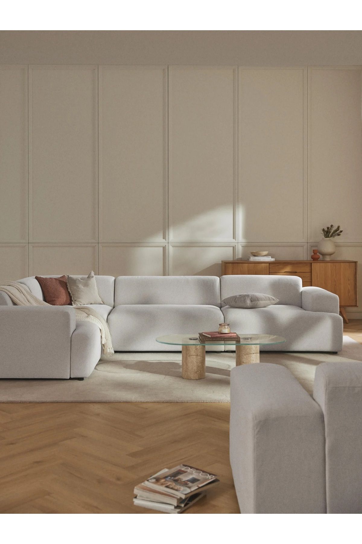 S Home Design Concept Molly 4 Modül Köşe Koltuk, Sol Köşe, Açık Gri, Keten