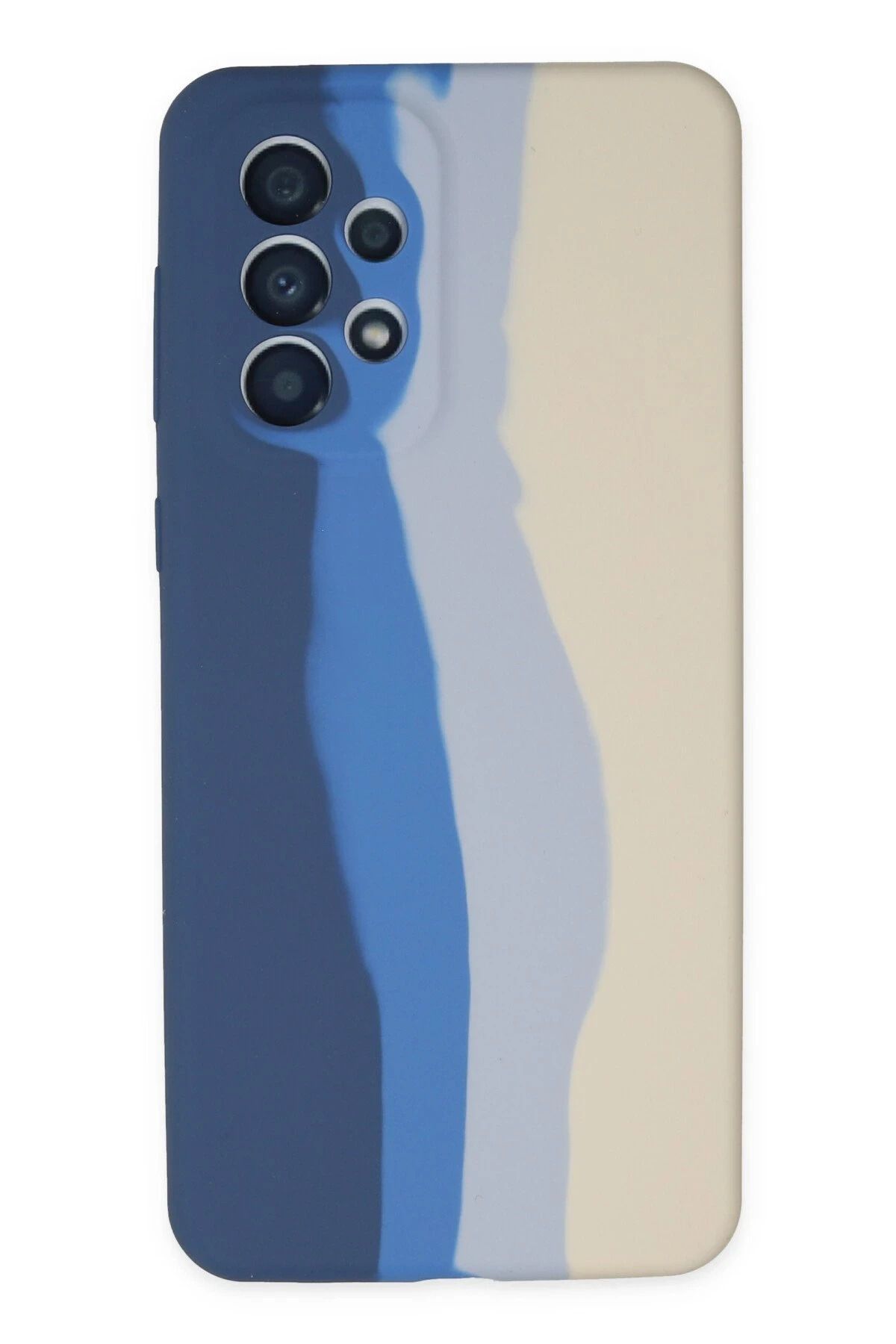 NewFace Samsung Galaxy A73 5G Kılıf Ebruli Lansman Silikon - Lacivert-Krem FERRG