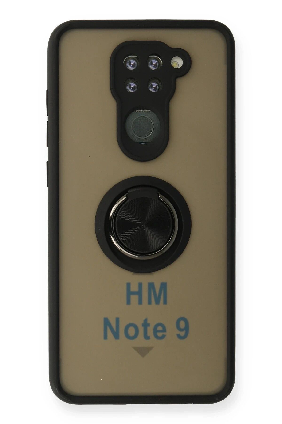 NewFace Xiaomi Redmi Note 9 Kılıf Montreal Yüzüklü Silikon Kapak - Siyah HNZRN