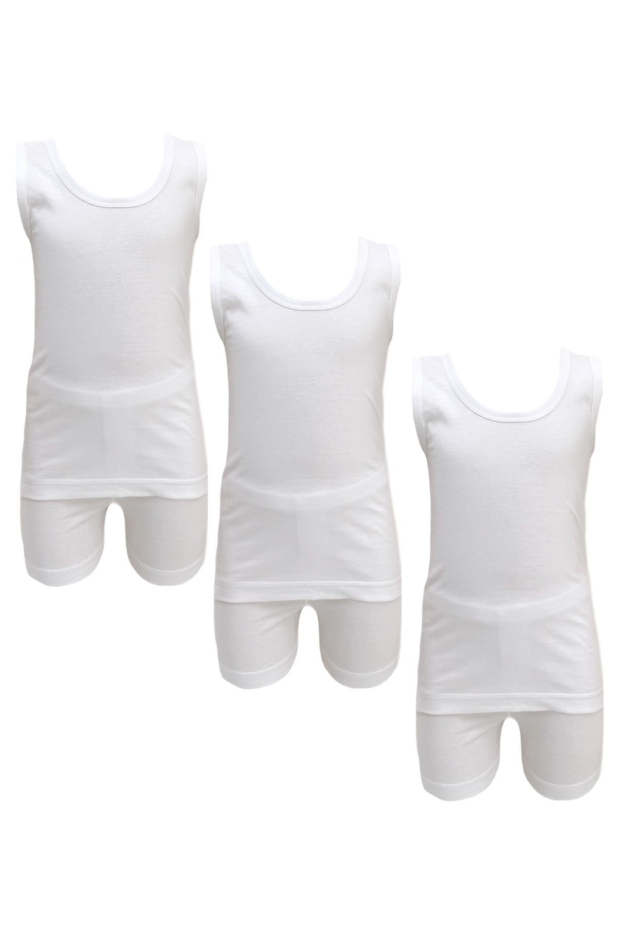 City Rose Fashion 3 - Pieces Boy's Cotton Vest Undershirt and Short underwear set white