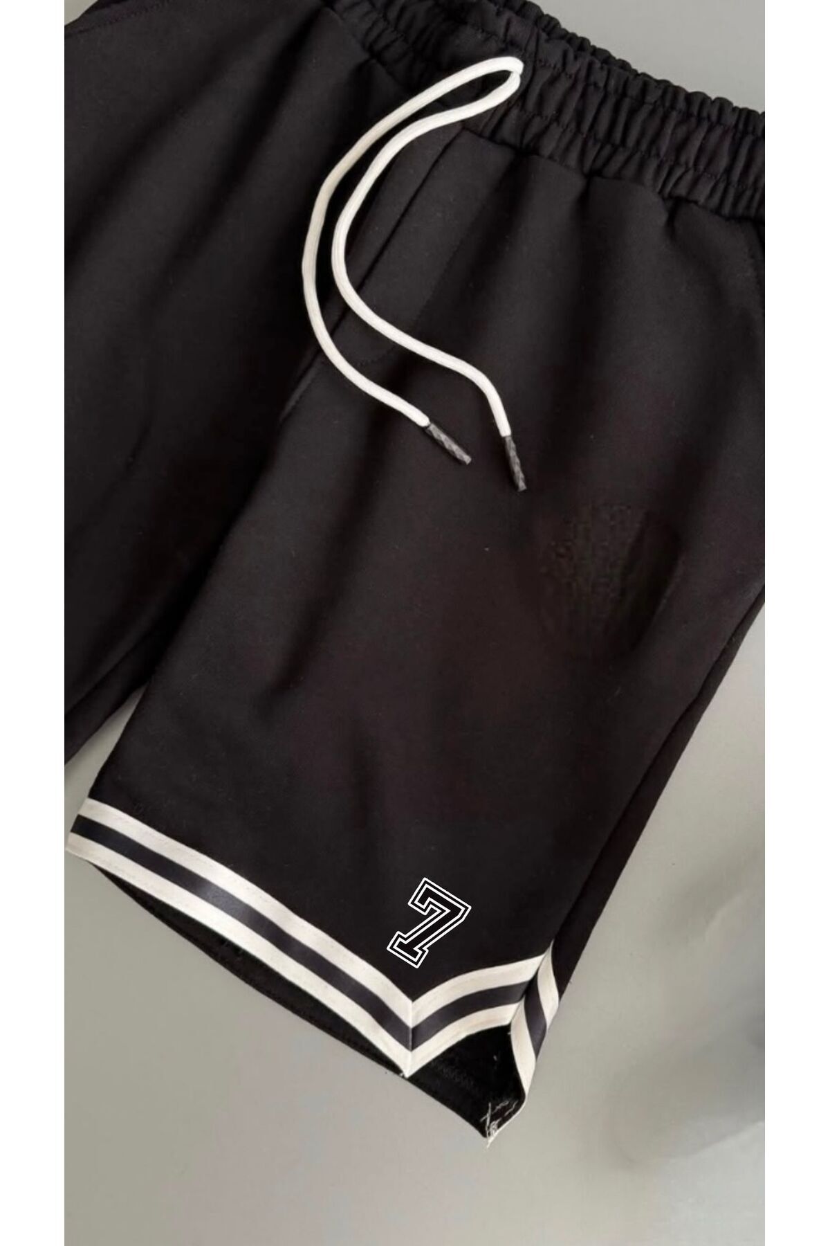 woonkey-Unisex Star Printed Leg Strip Shorts New Season New Model 2