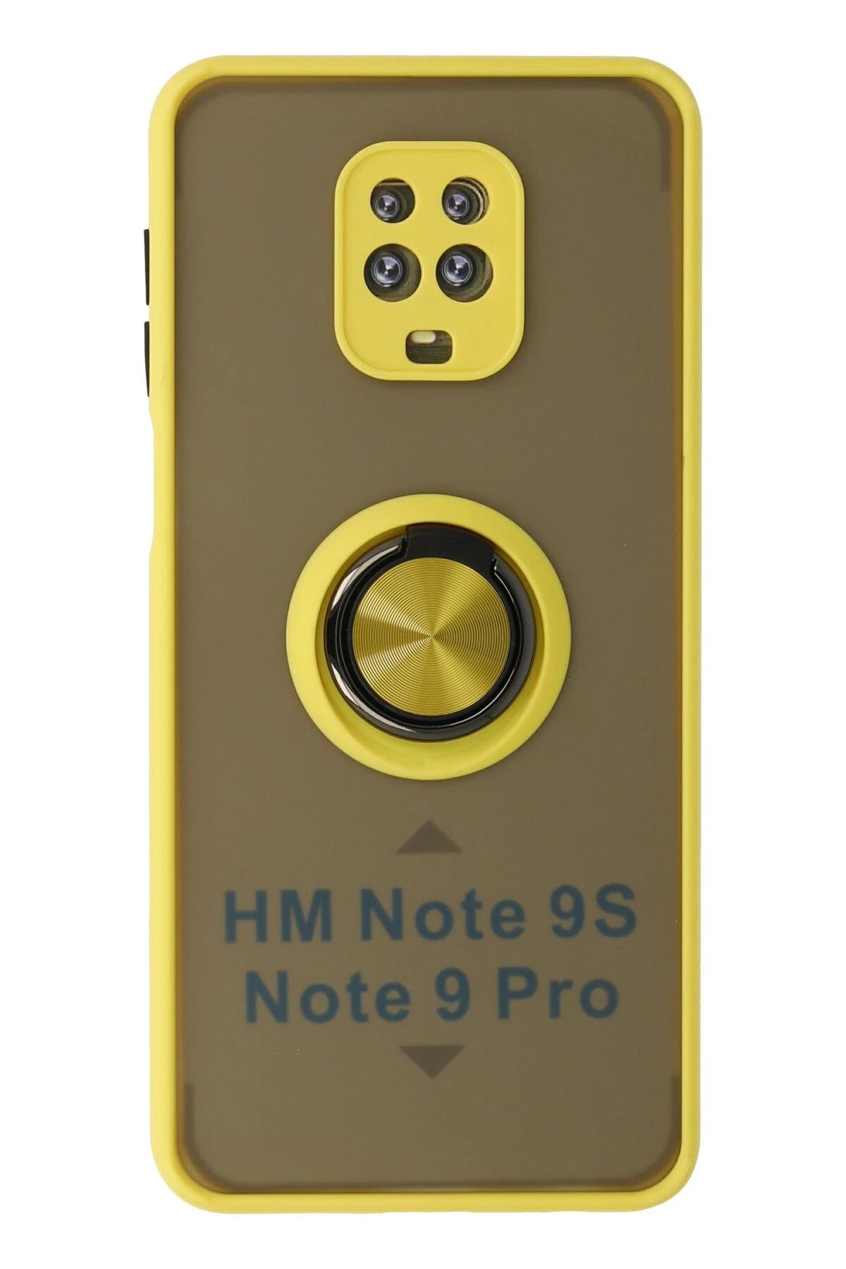 NewFace Xiaomi Redmi Note 9 Pro Kılıf Montreal Yüzüklü Silikon Kapak - Sarı BSTMY