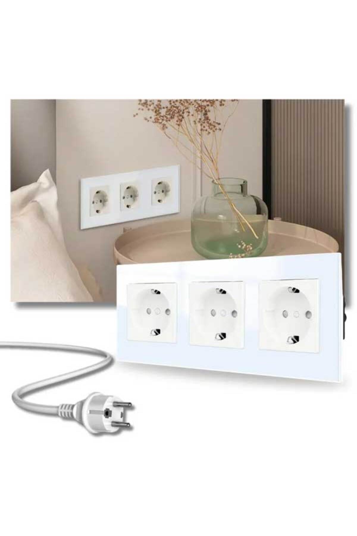 CLASSLIGHTS-Triple socket with tempered glass frame Classlights, 16A, White 2