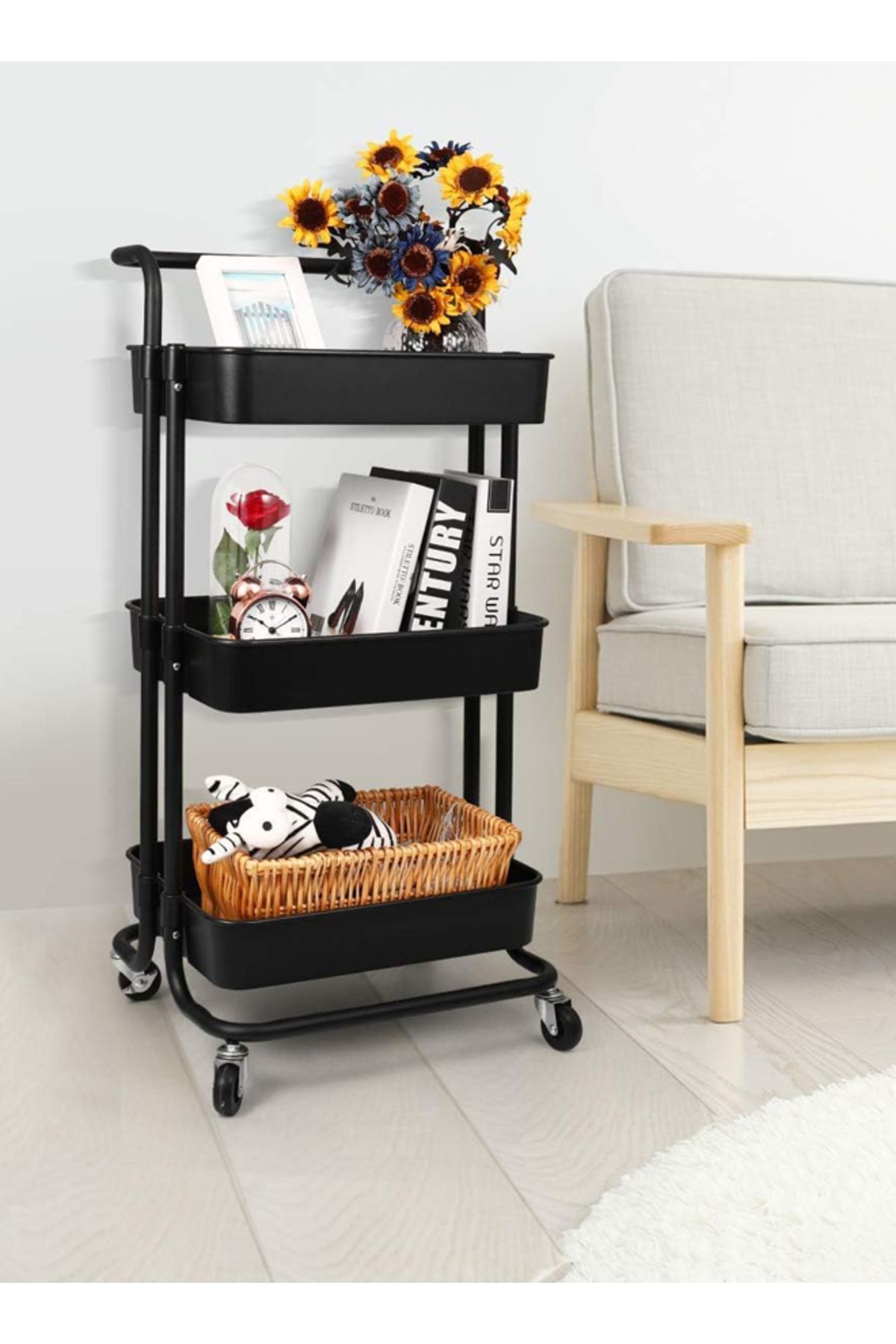 DRAMA HOME-Multi-purpose storage cart with wheels 85*42*36cm Modern design for perfect organization 2