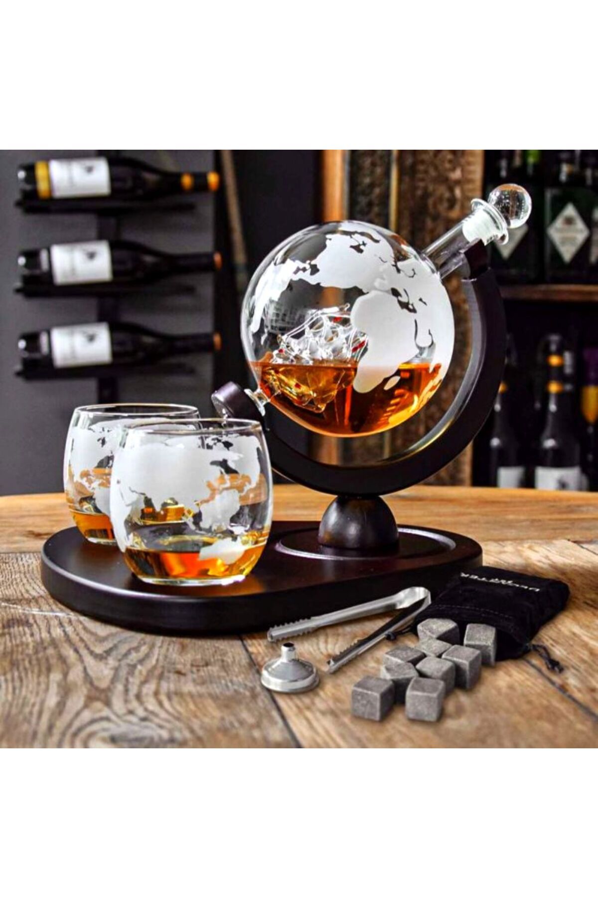 OEM-Set decantor Deluxe, design glob pamantesc, 2 pahare, tava, accesorii incluse, 850 ml 9